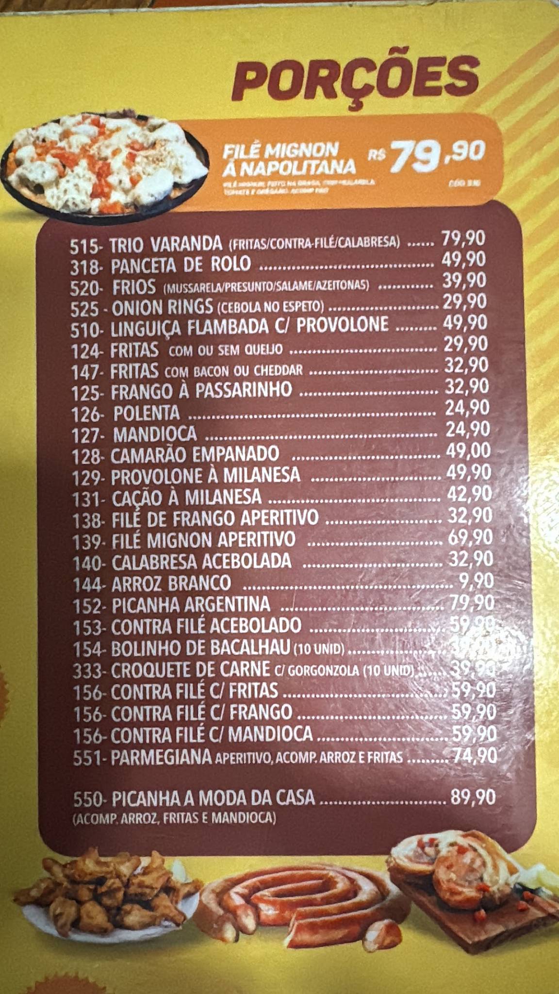Varanda Espetinhos Pinda cardápio