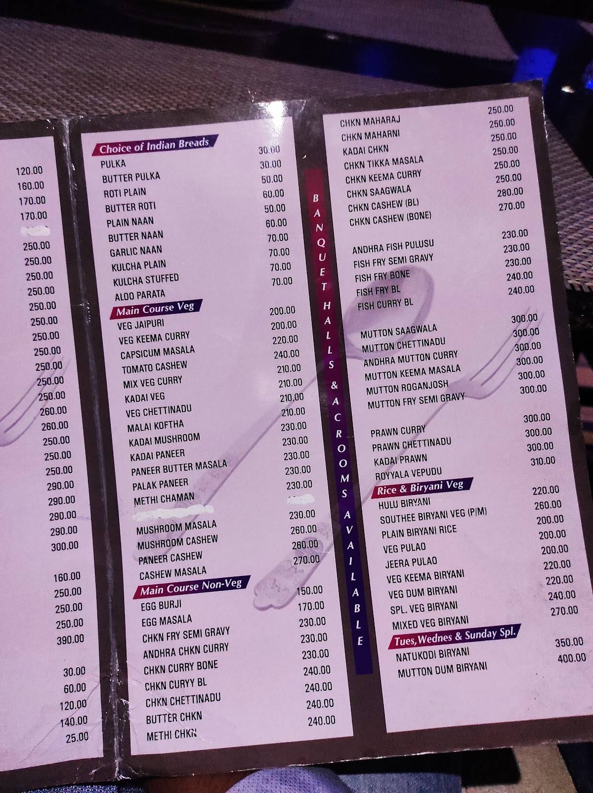 Venky's Delight menu