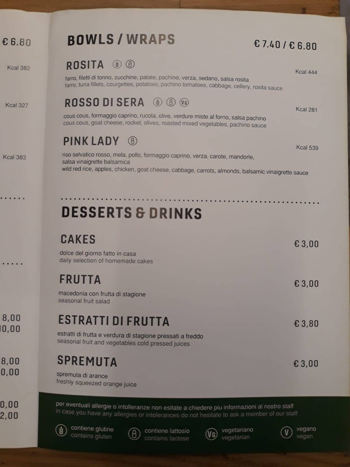Menu di Verdefresco 