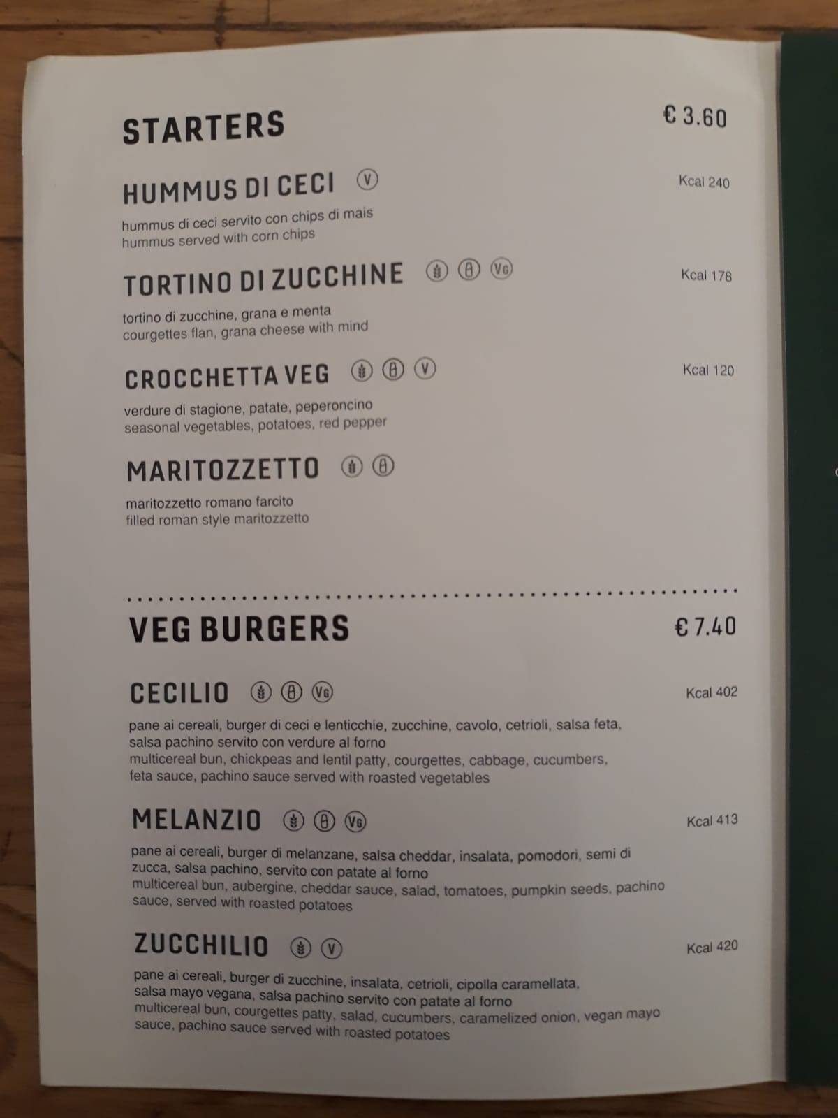 Menu di Verdefresco 