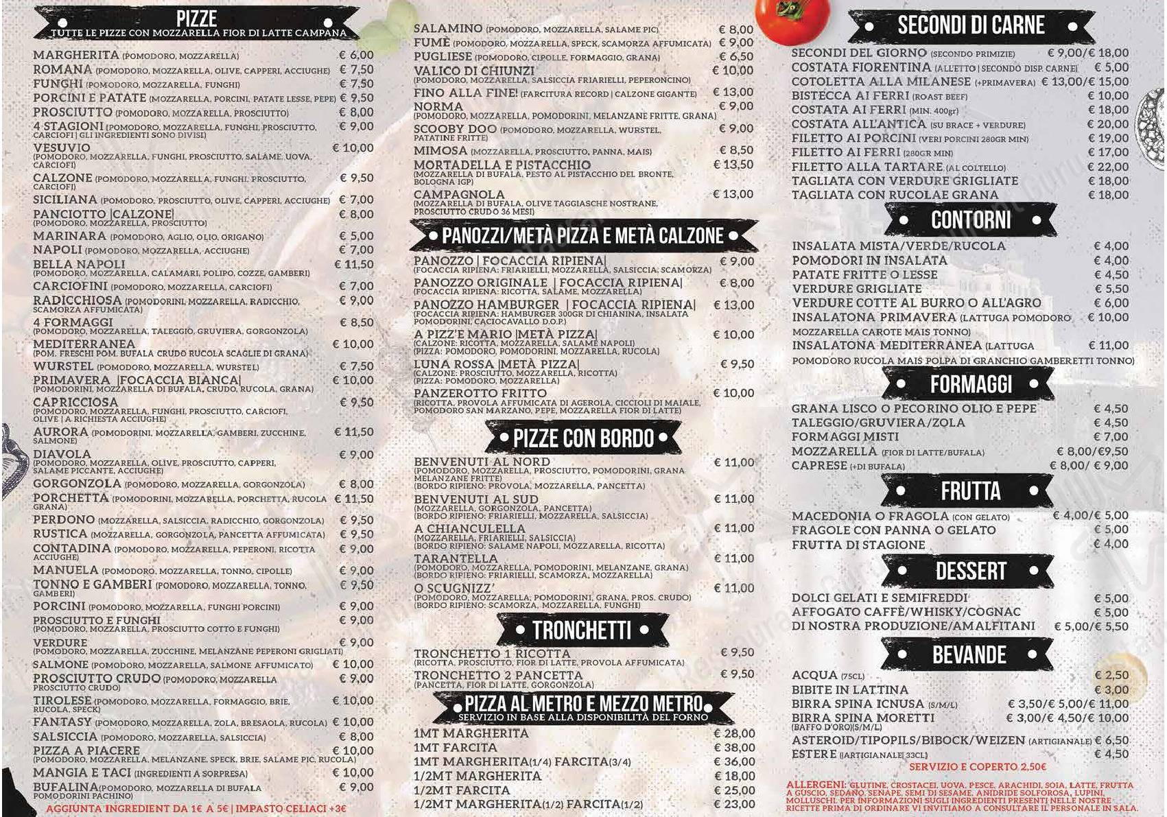 Menu di Pizzeria Vesuvio