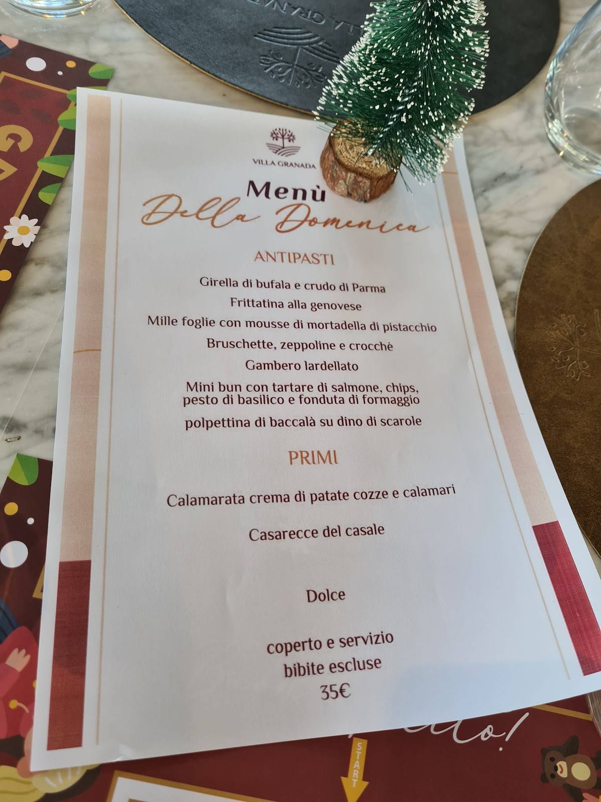 Menu di Villa Granada 