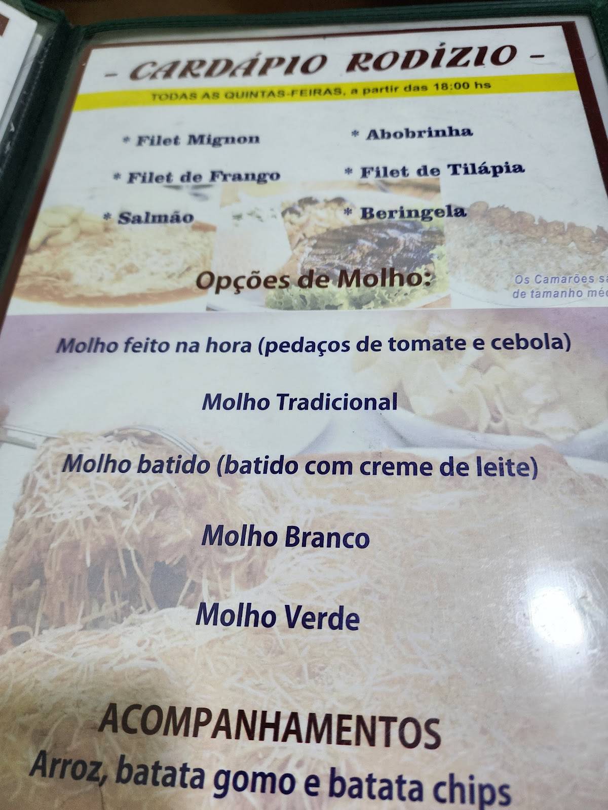 Restaurante via brasil cardápio