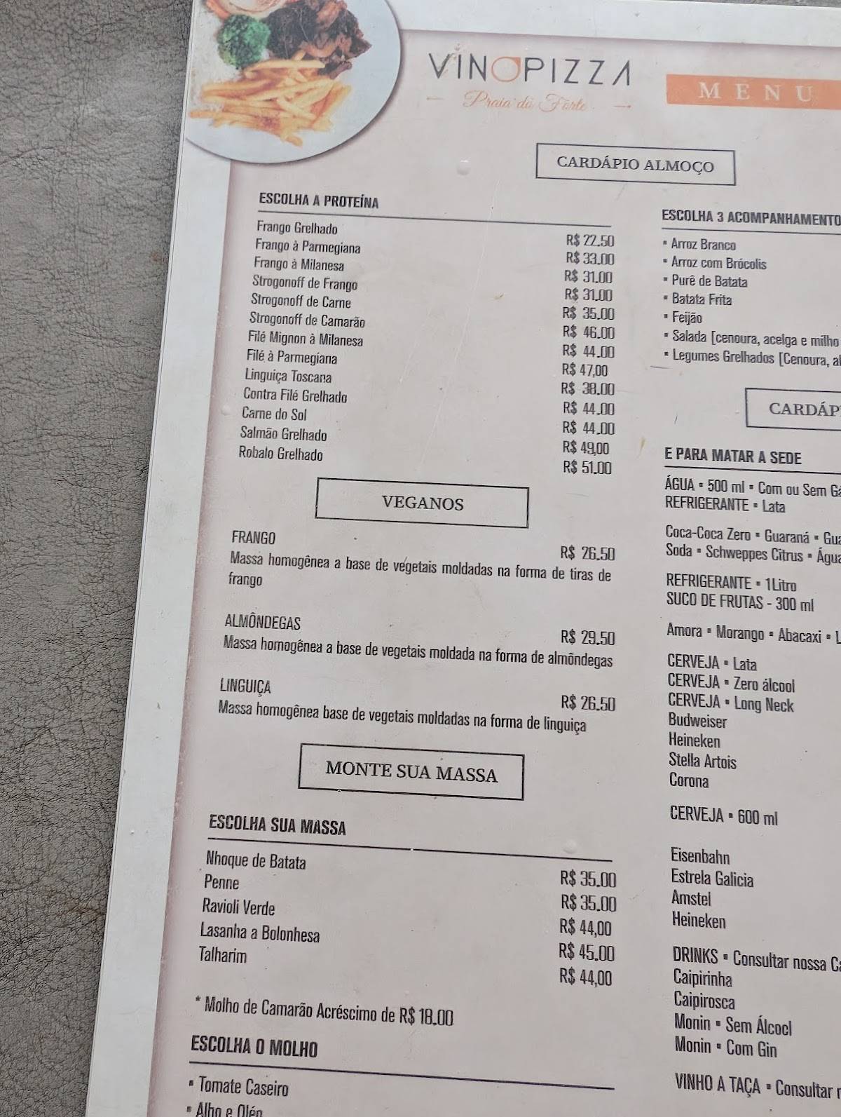 Vinopizza cardápio