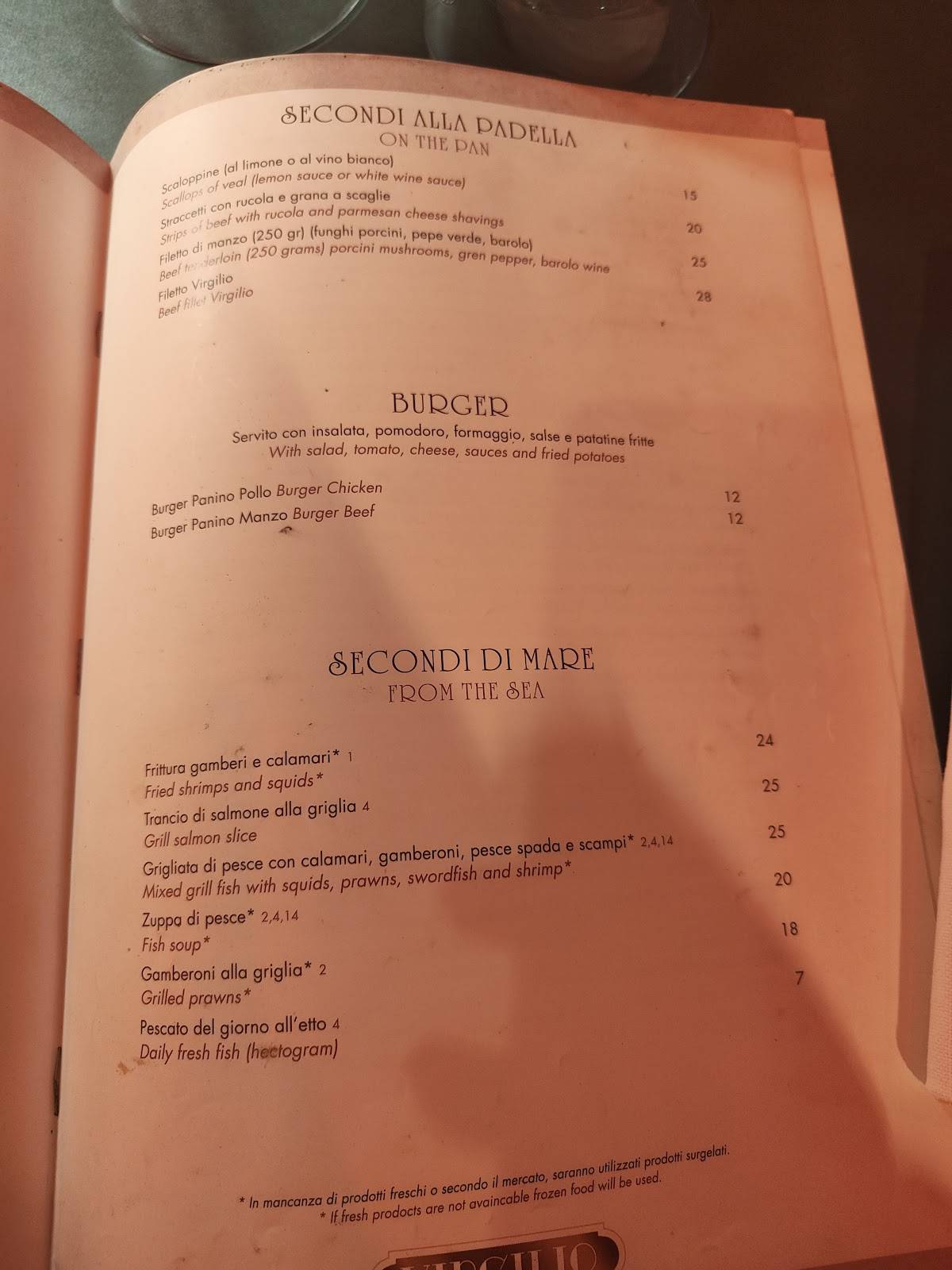 Menu di Ristorante Virgilio 