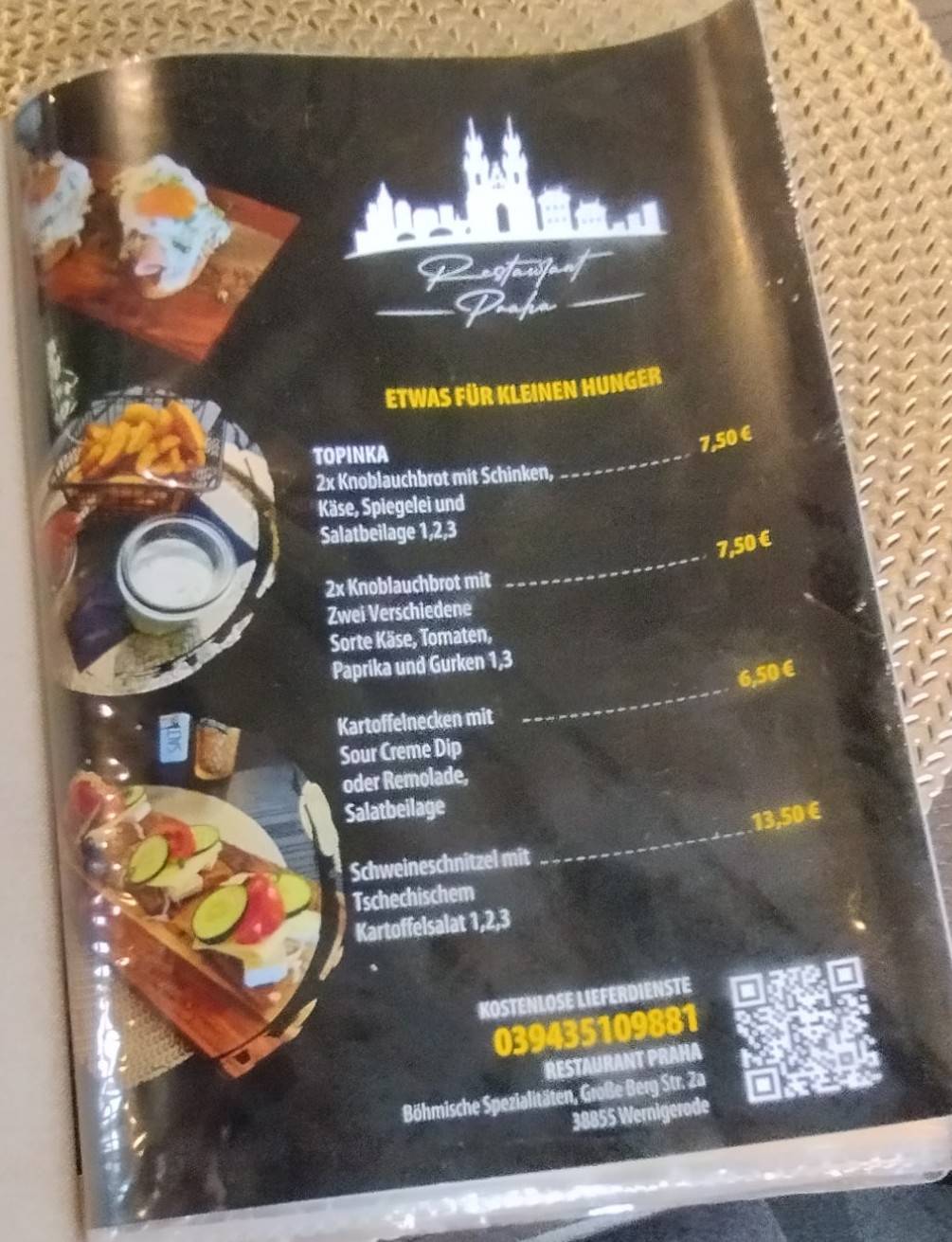 Menu de Restaurant Praha