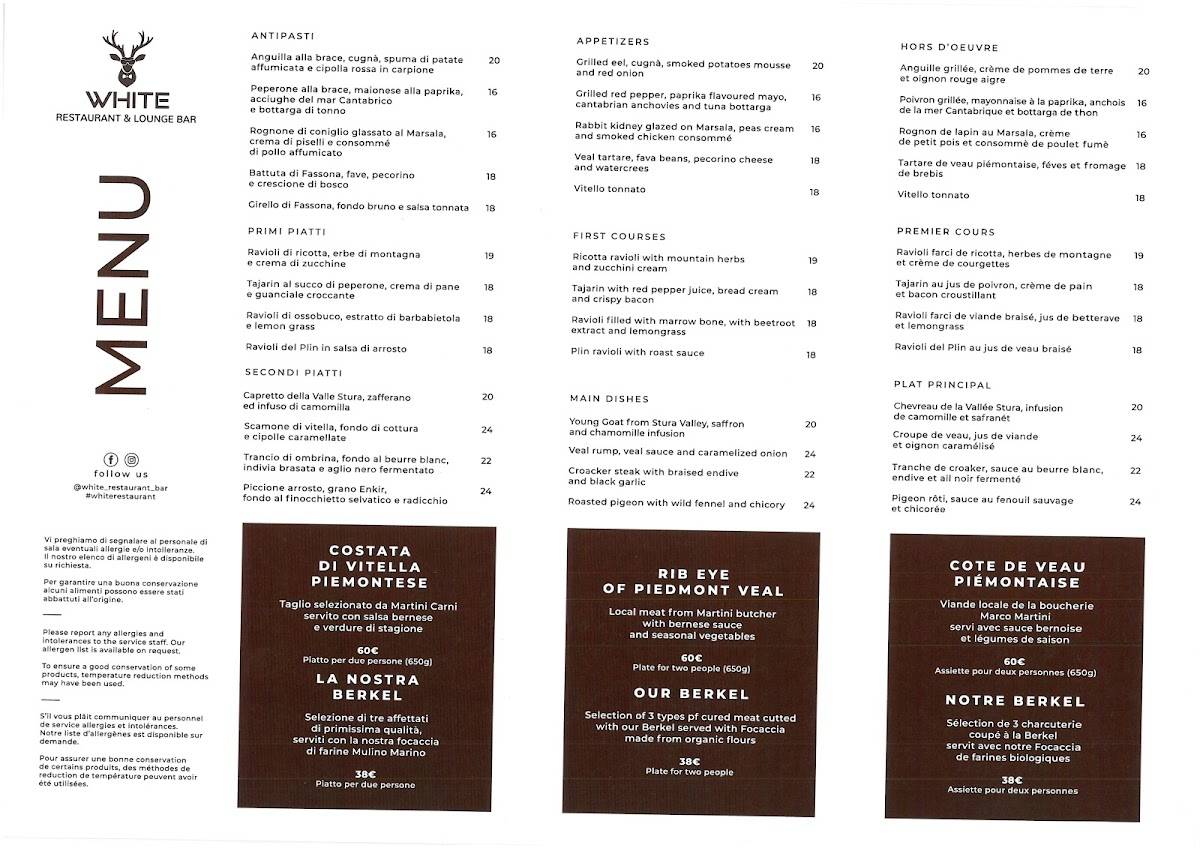 Menu di White - Ristorante & Lounge Bar (Limone Piemonte) 