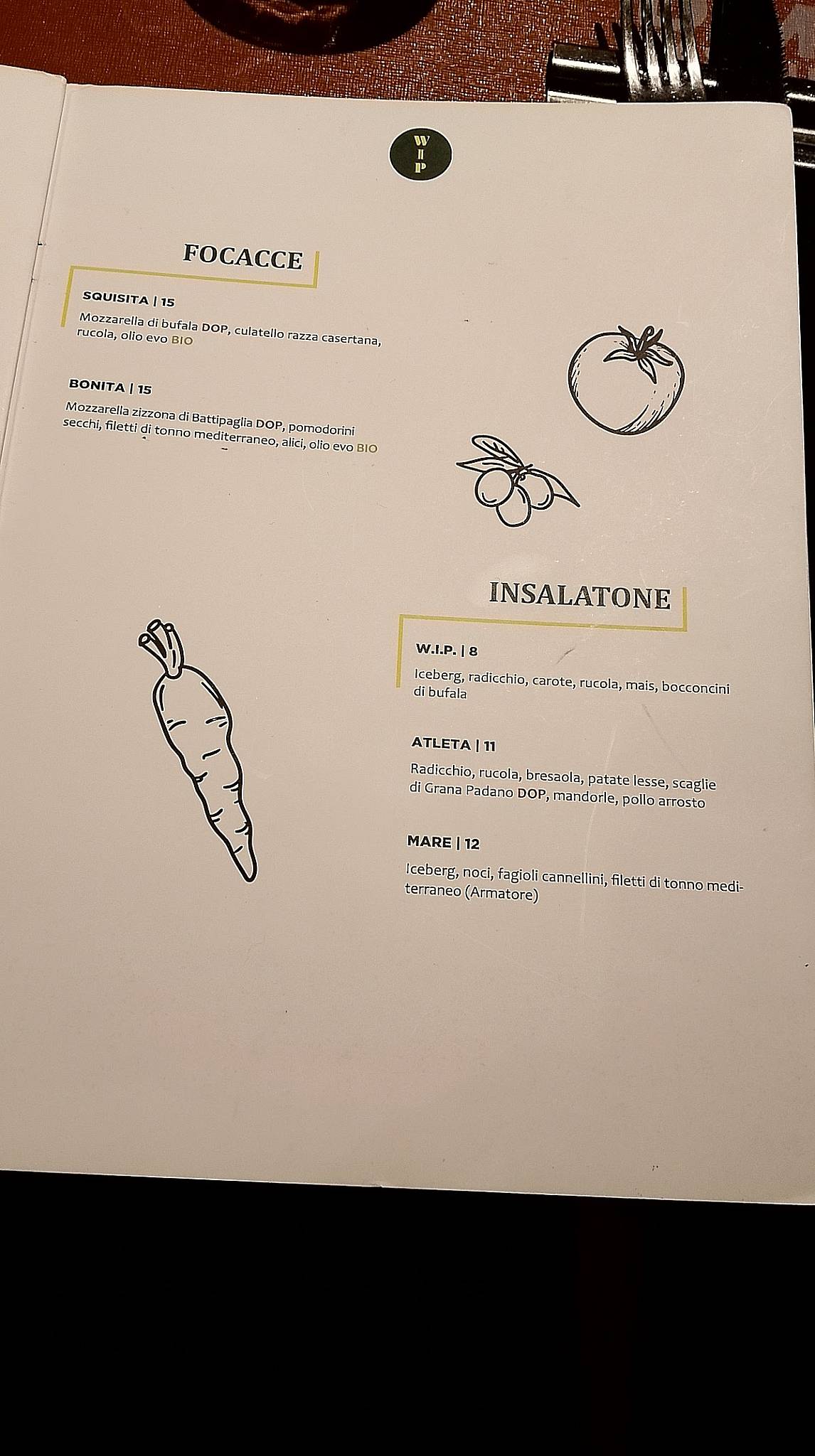 Menu di PIZZERIA WIP 
