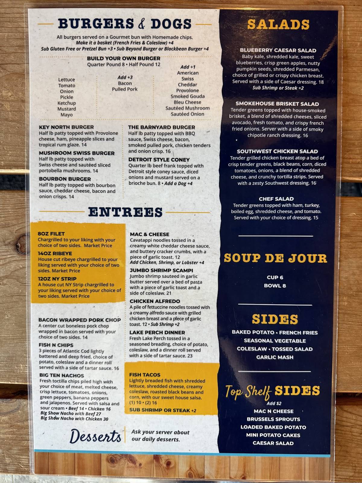 Menu at Wooded Island Sports Grill restaurant, Caseville