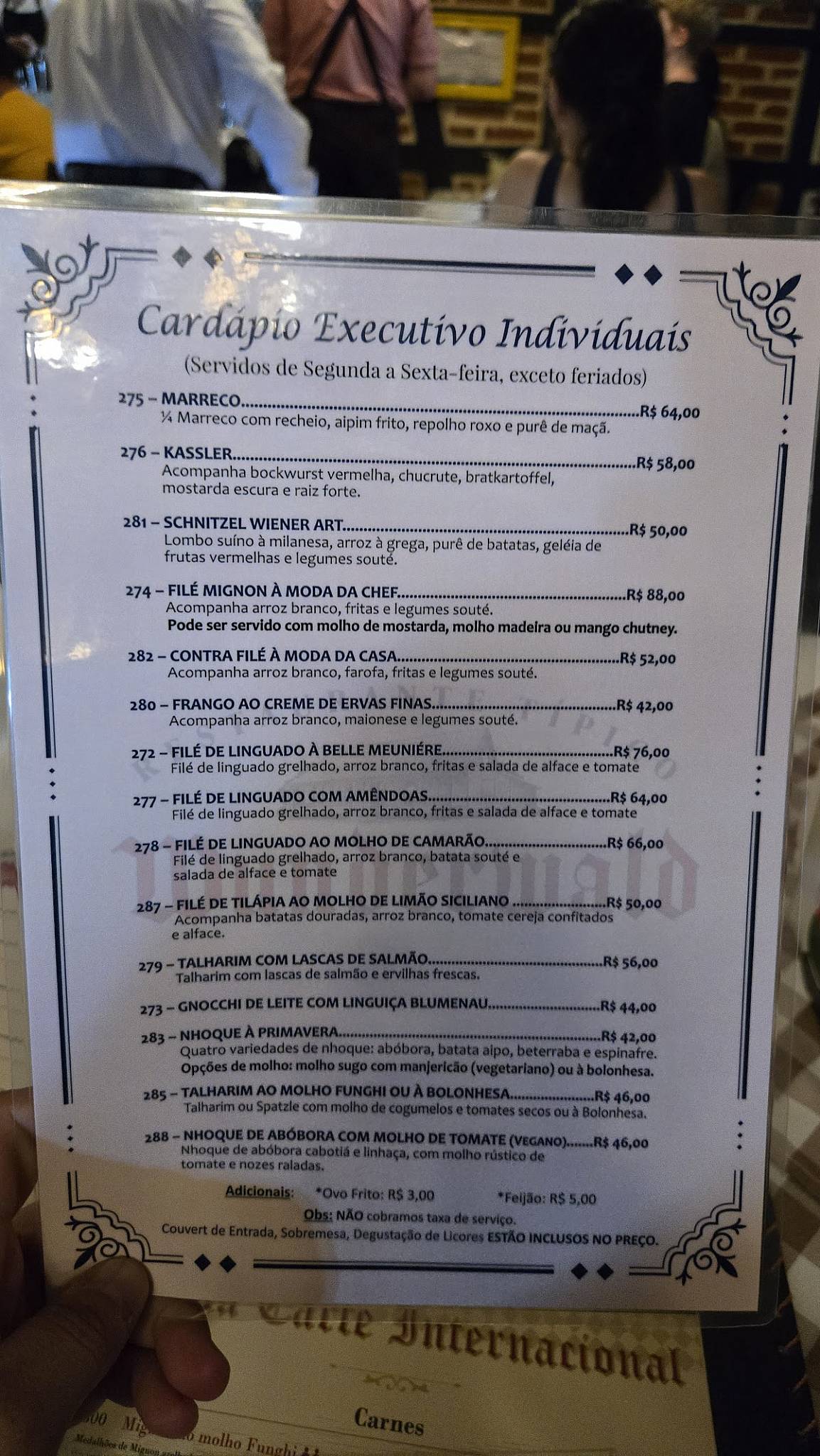 Wunderwald cardápio