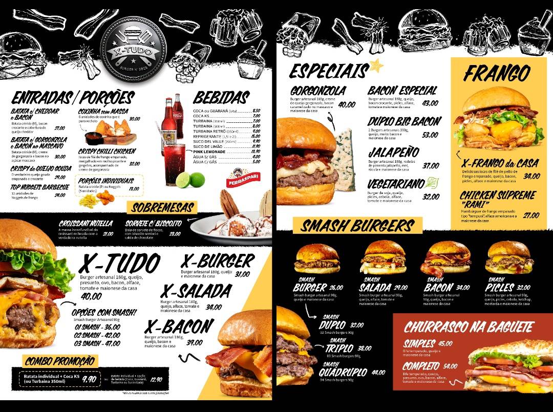 X-Tudo Burger Hamburgueria Jundiaí cardápio