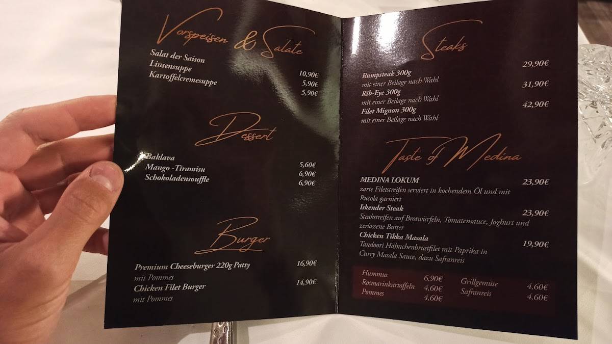 Speisekarte von YA’ MEDINA Steaks&More Halal Steakhouse Frankfurt
