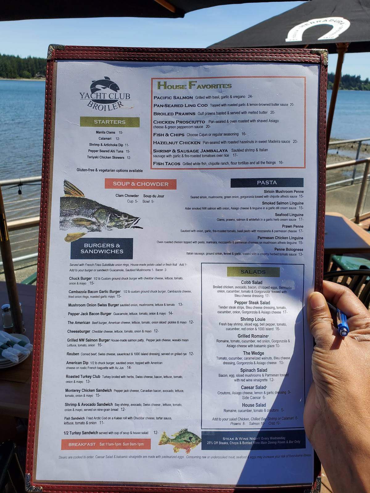 Yacht Club Broiler menu