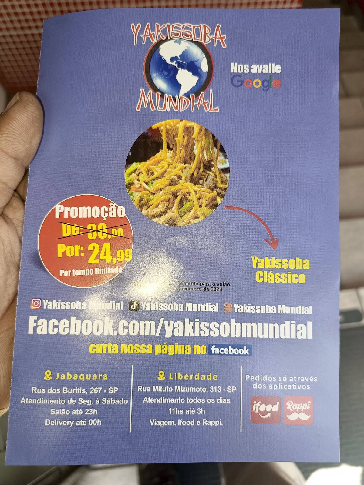 Yakissoba Mundial cardápio