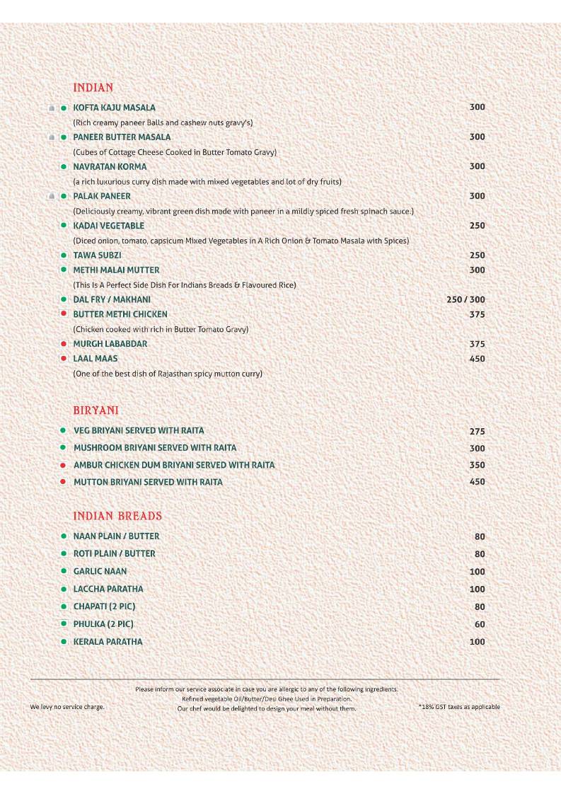 The Fig Tree Place menu