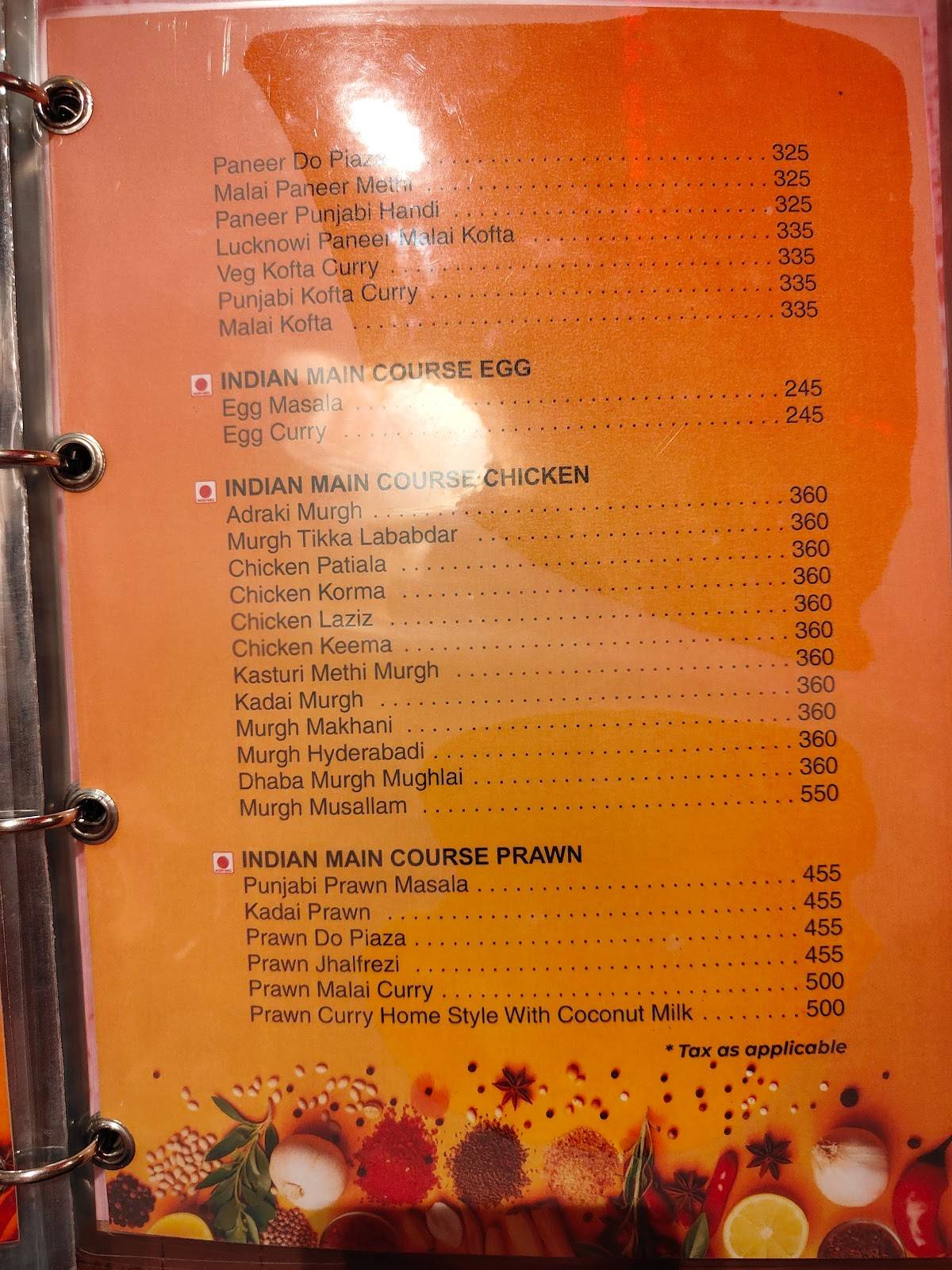 Yum Chinese menu