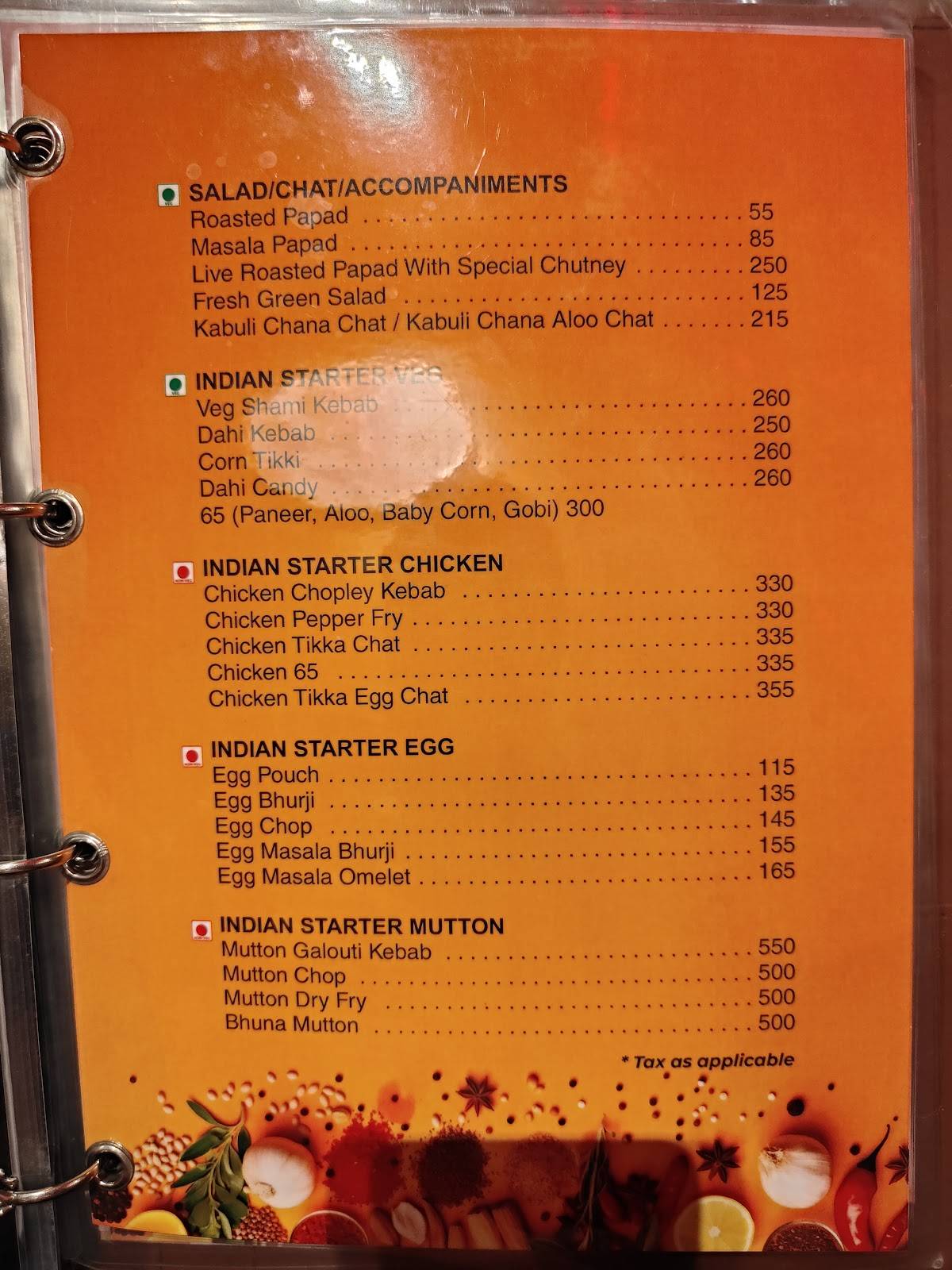 Yum Chinese menu