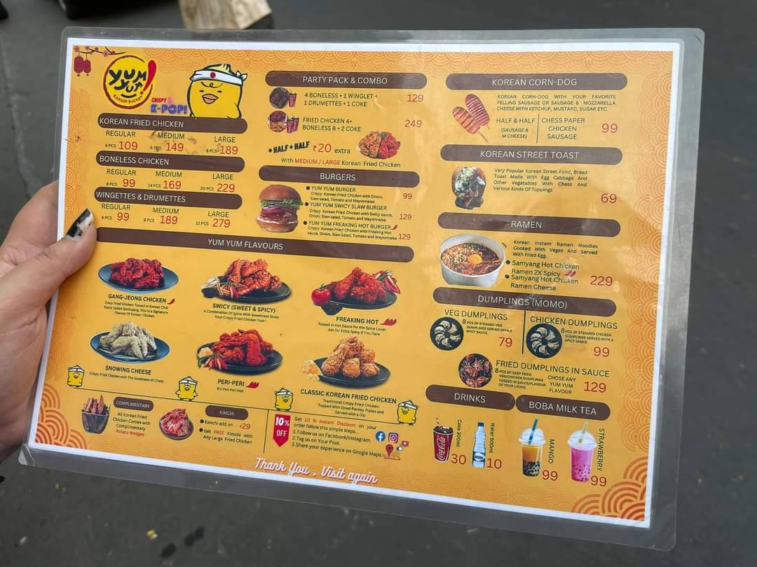 Yum Yum Korean Bucket menu