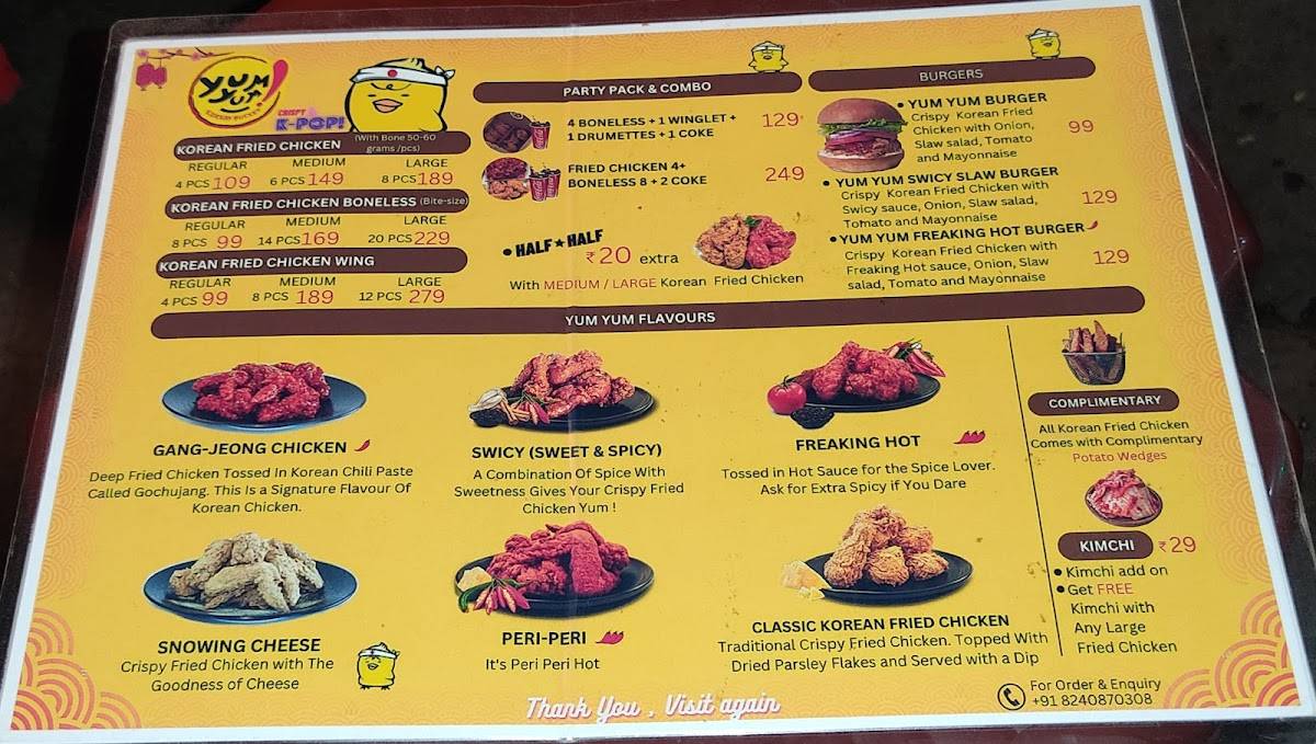 Yum Yum Korean Bucket menu