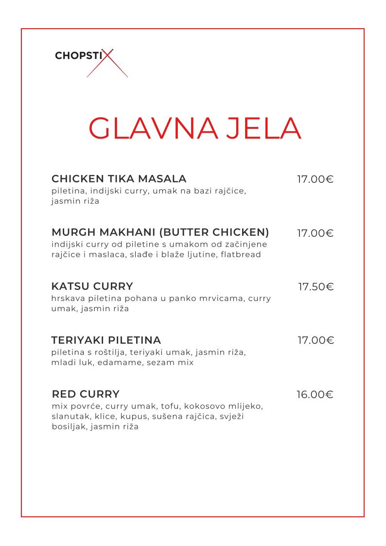 Menu di Chopstix Pan Asian Cuisine & Sushi bar 