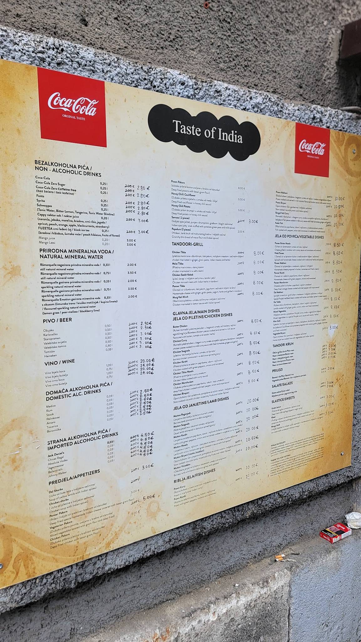 Menu di Taste of India 