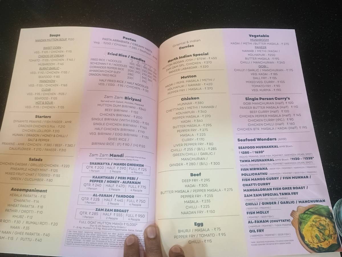 Zam Zam Restaurant menu