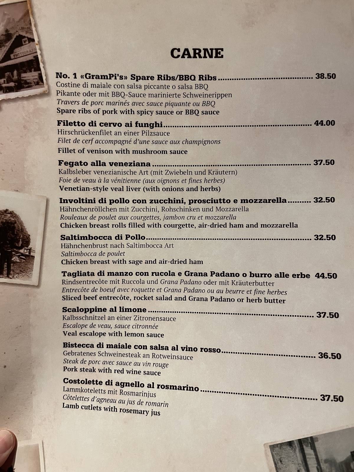 Menu di Grampi’s Bar & Restaurant 