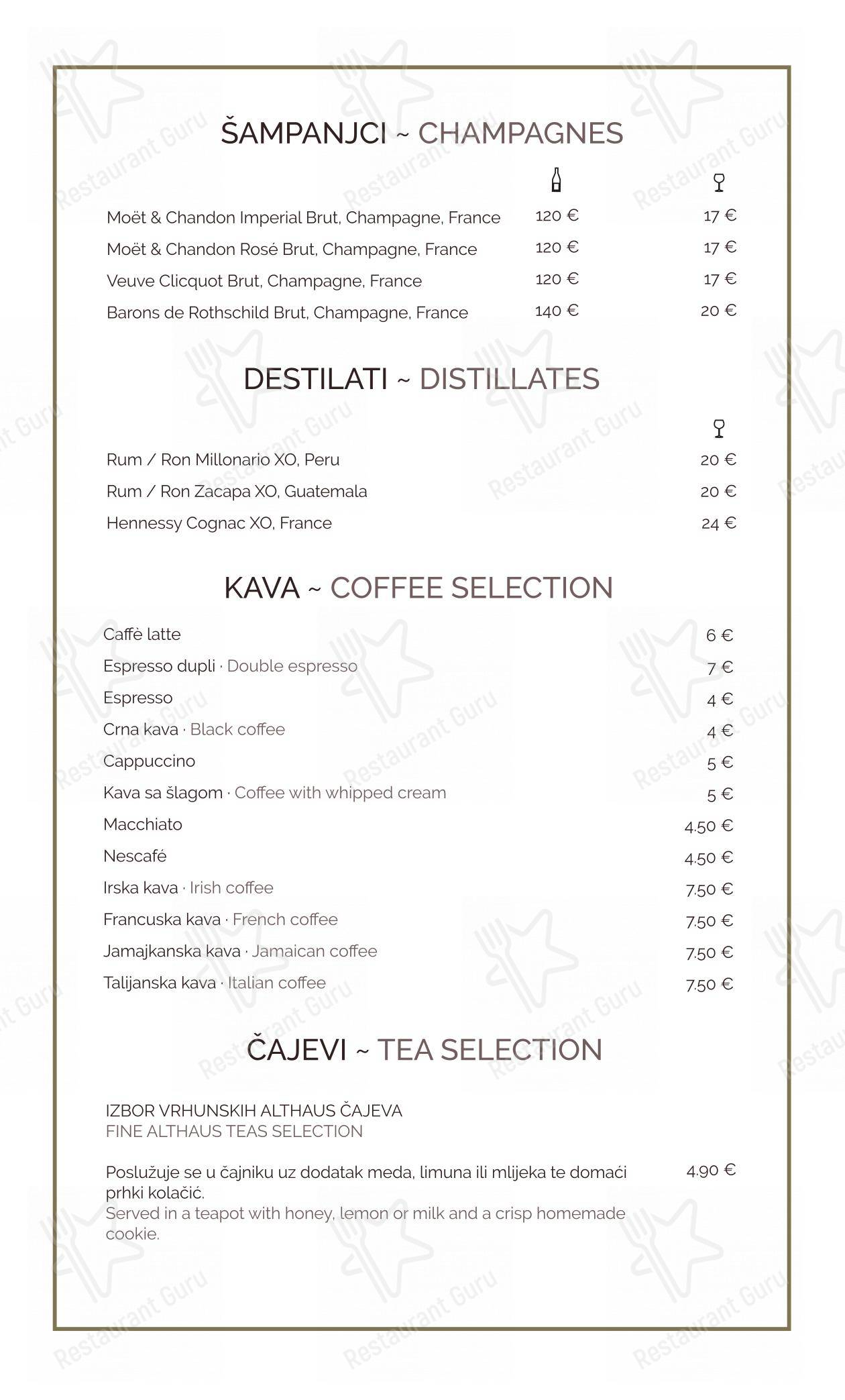 Menu di Zinfandel's Restaurant - Menu bar