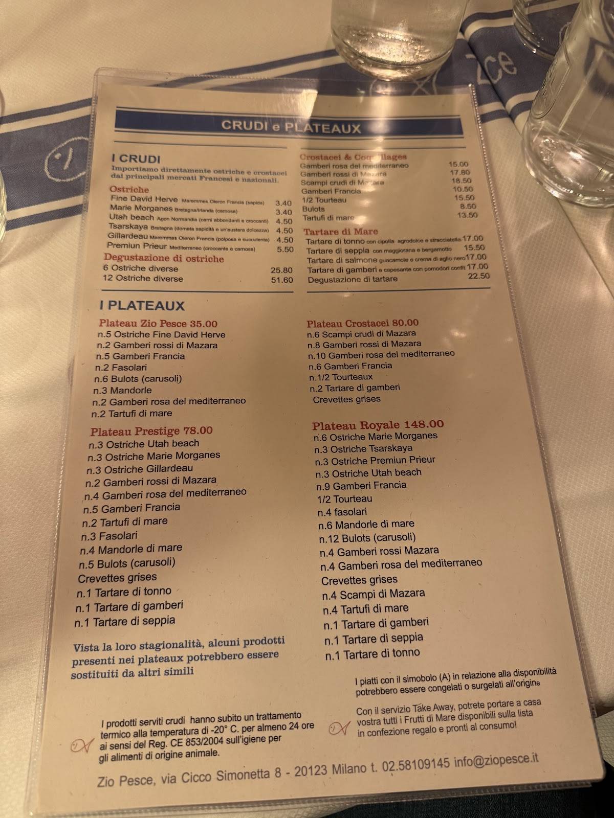 Menu di Zio Pesce 