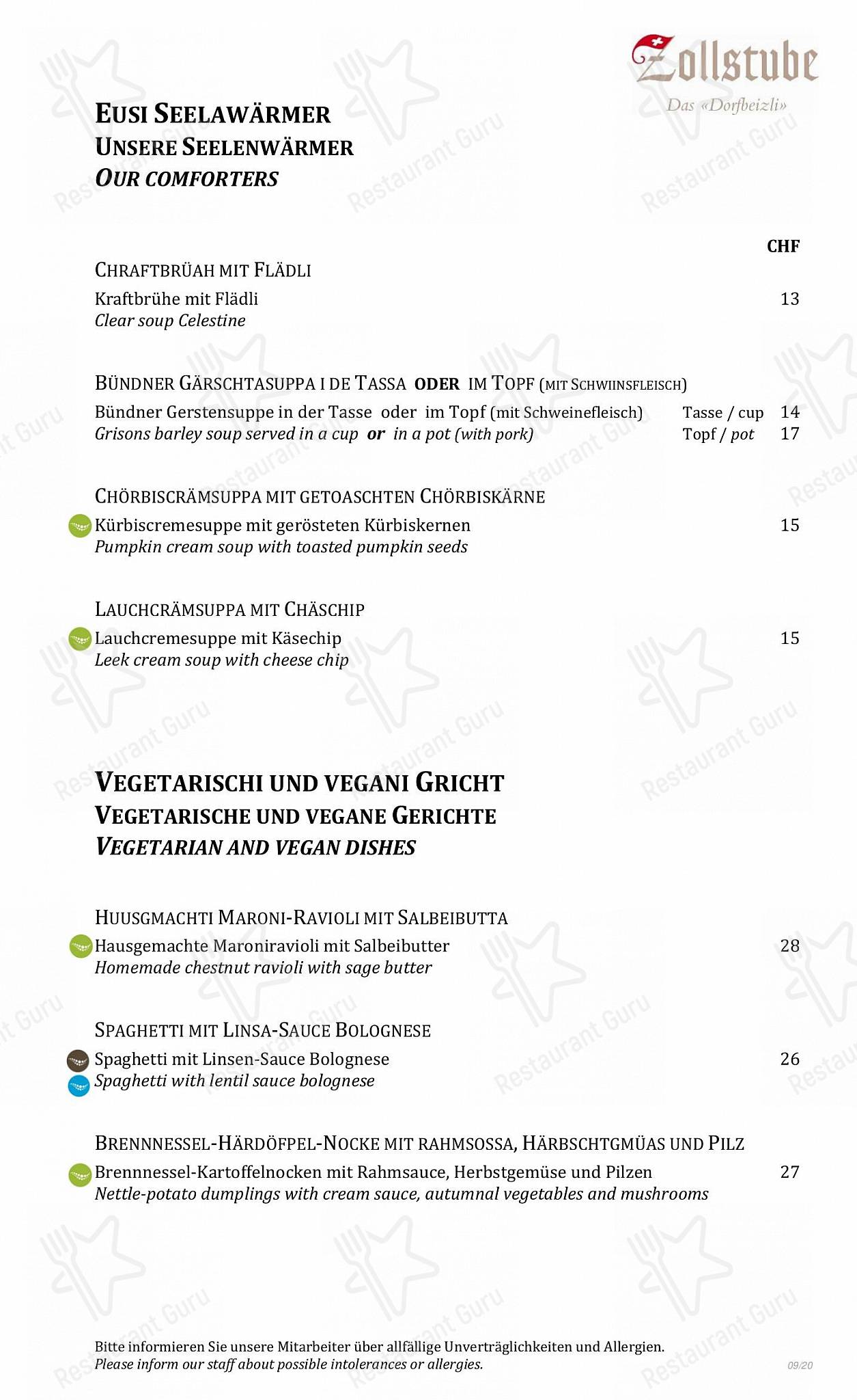 Wine Menu per Zollstube in Bad Ragaz