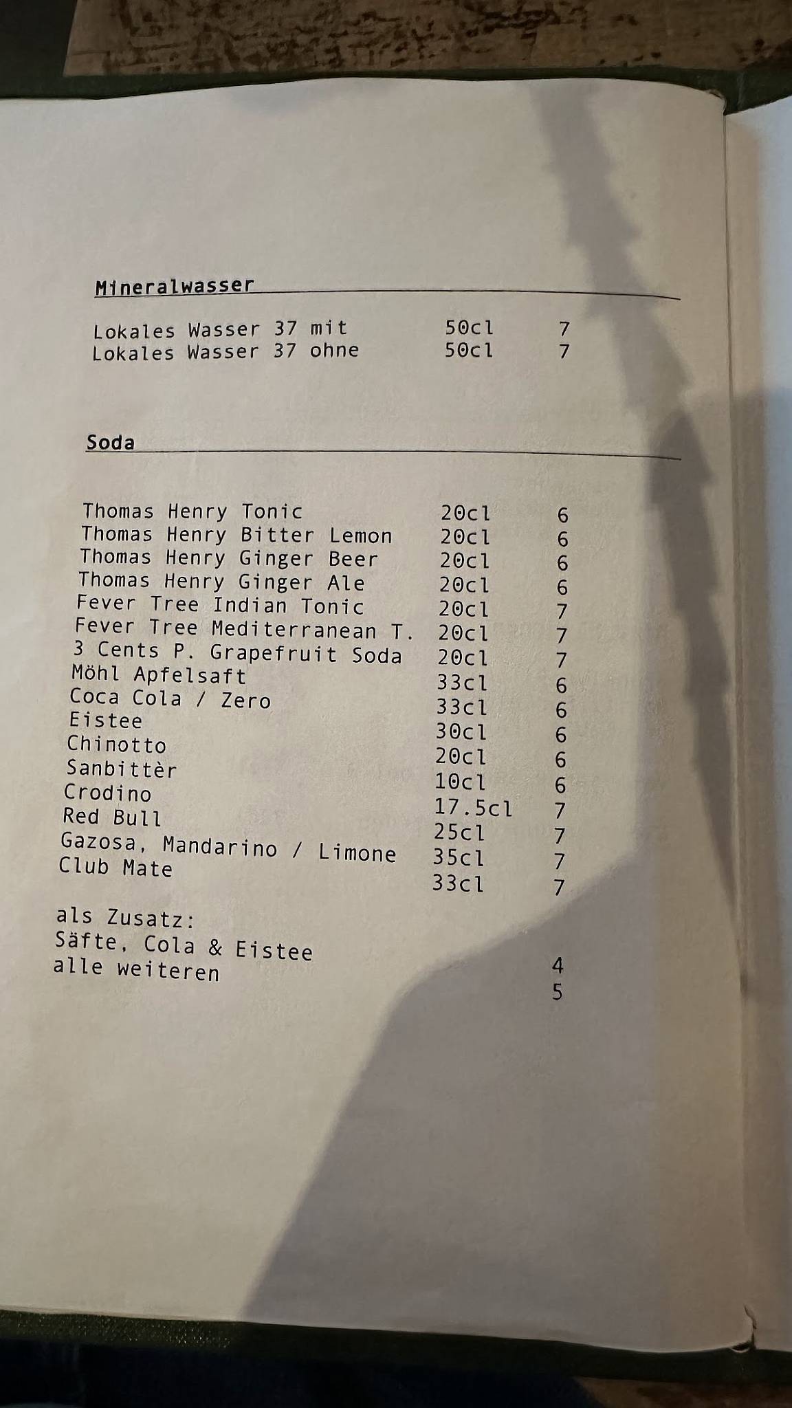 Menu di BarMünster 