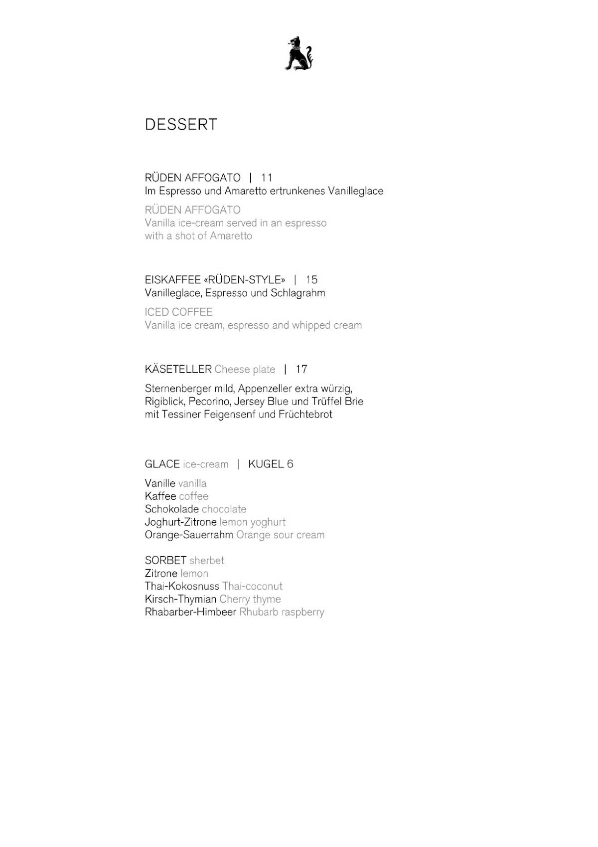 Menu di Haus zum Rüden