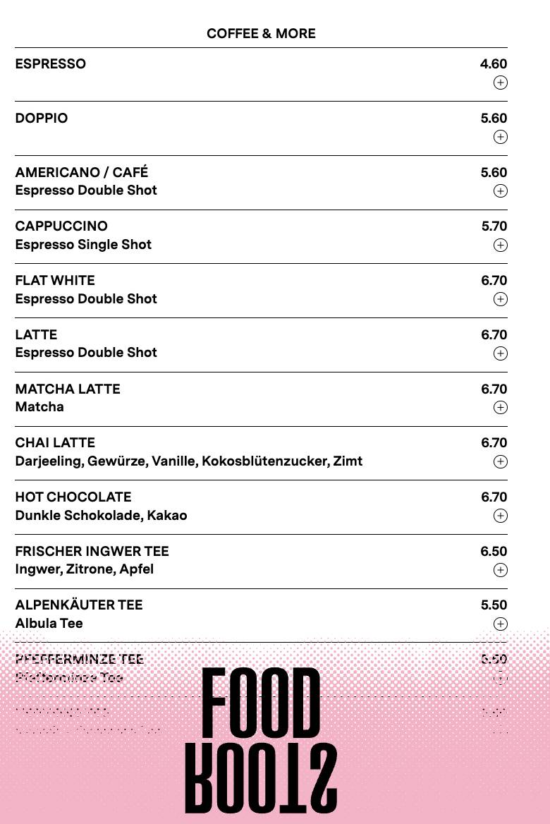 Menu di Roots 