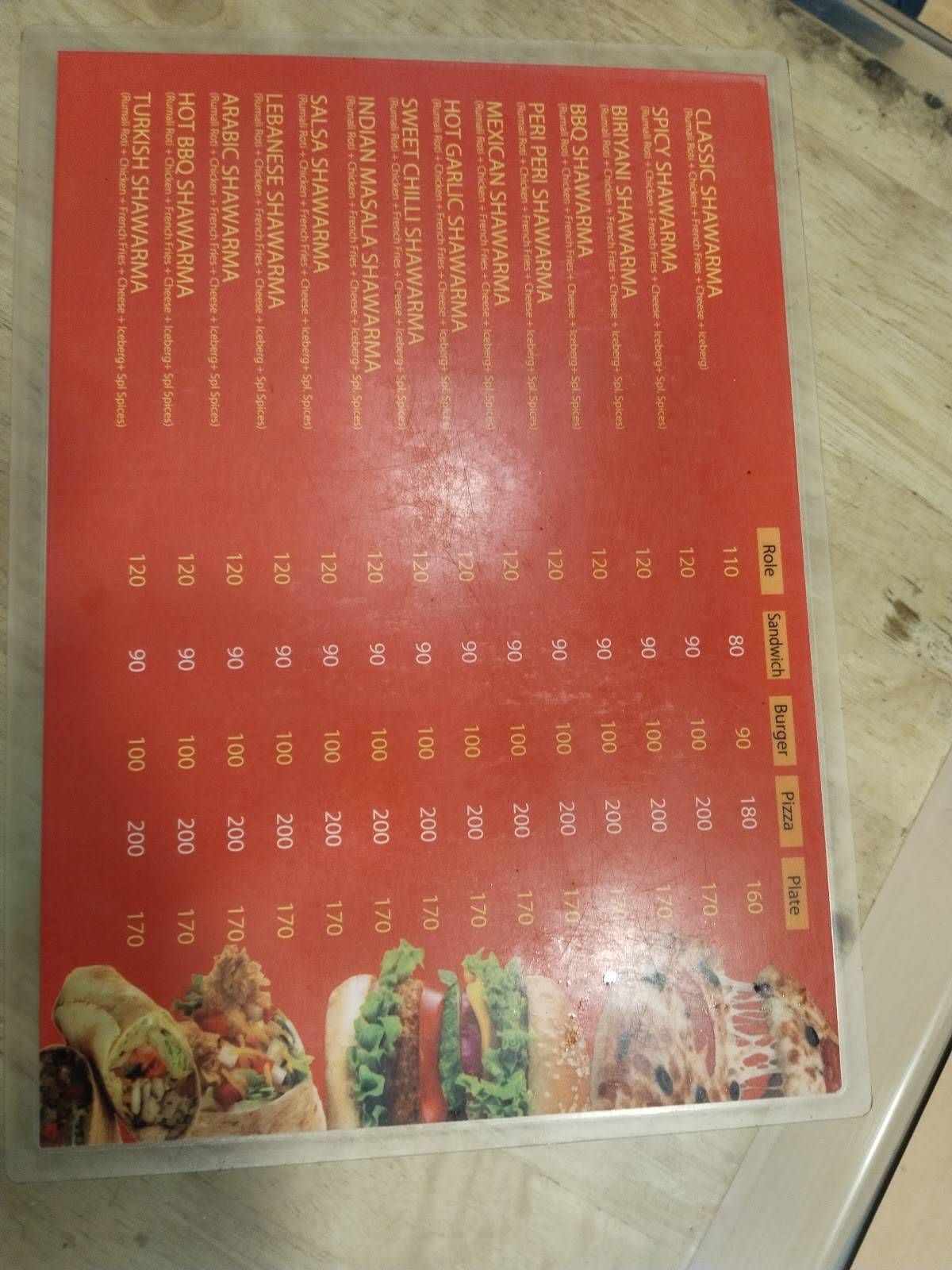 Zwarma menu