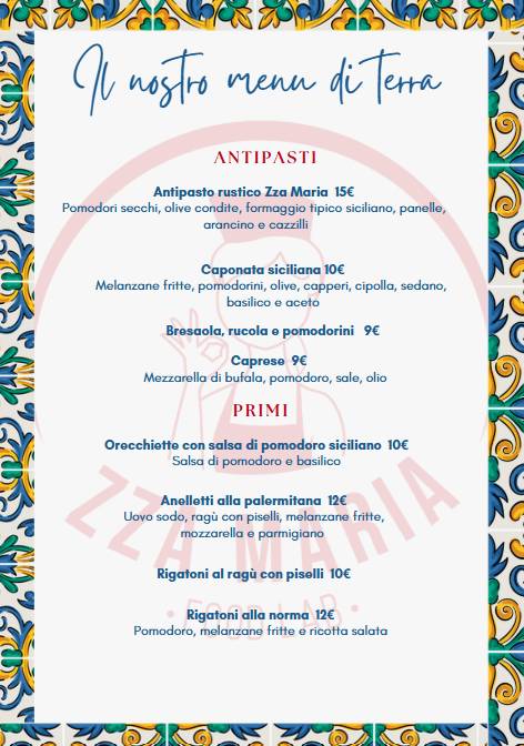 Menu di Zza Maria 