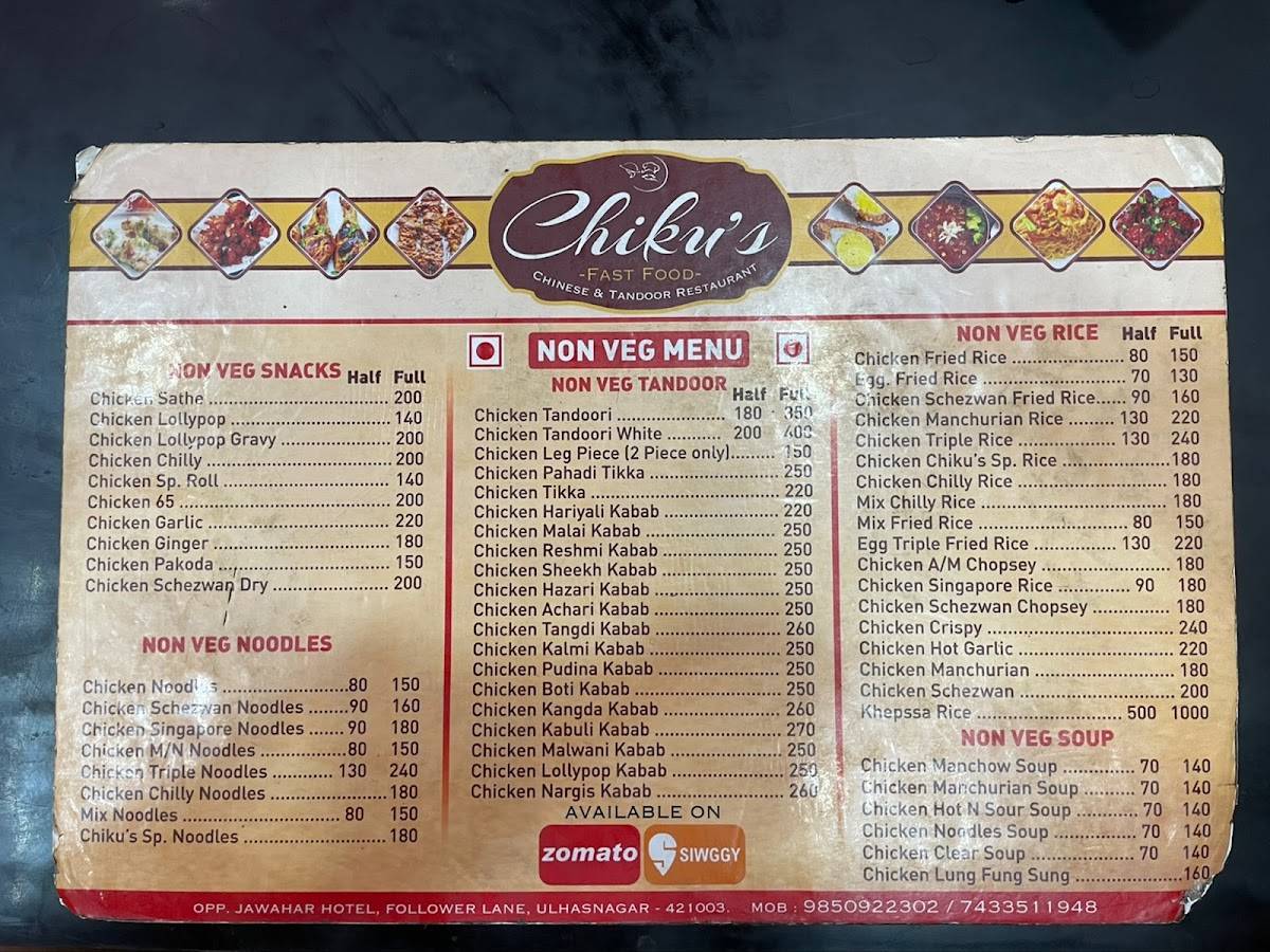 chikus Fast Food menu