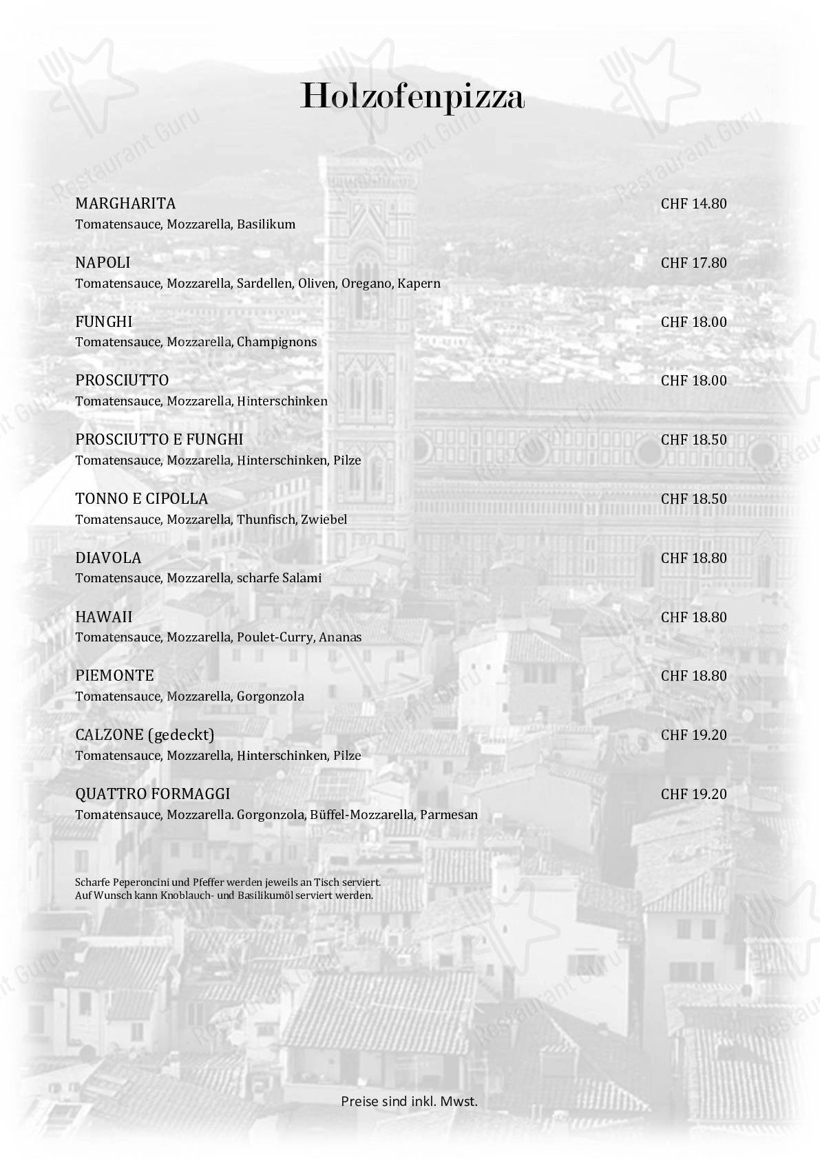 Menu di Dieci - pasti e bevande