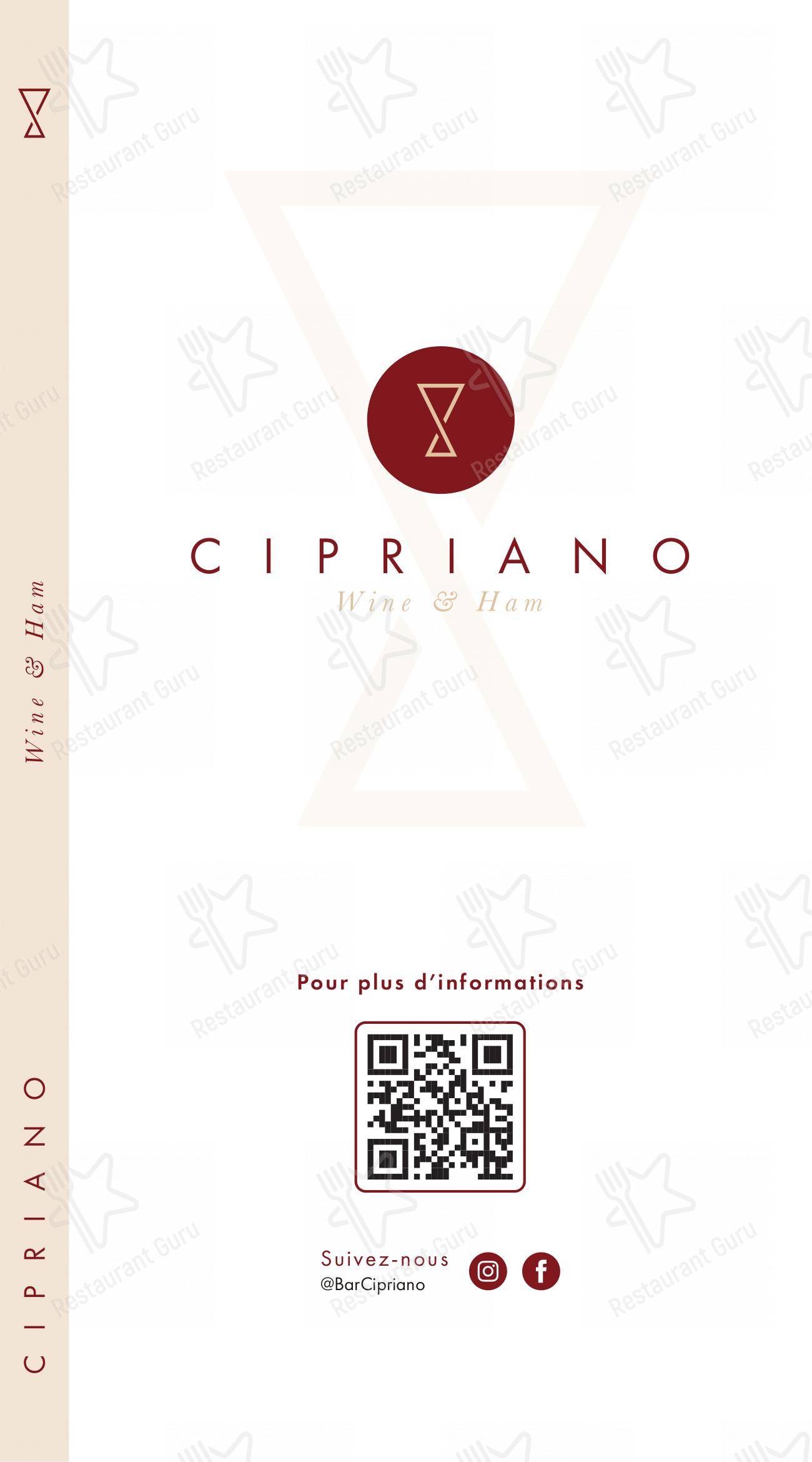 Menu bar per Cipriano Wine & Ham pub & bar