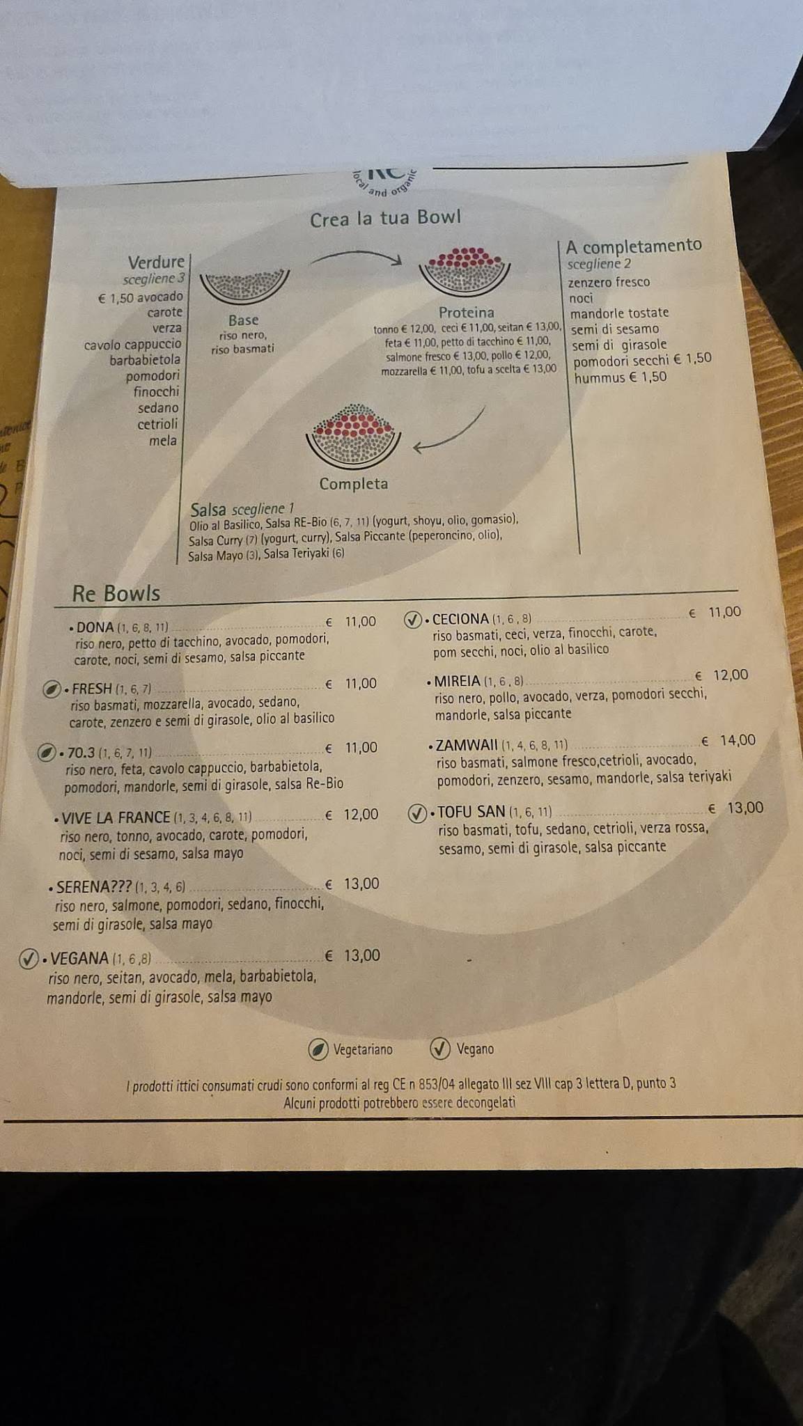 Menu di reLab local and organic 