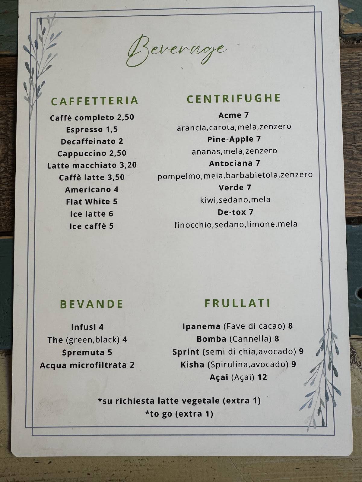 Menu di reLab local and organic 