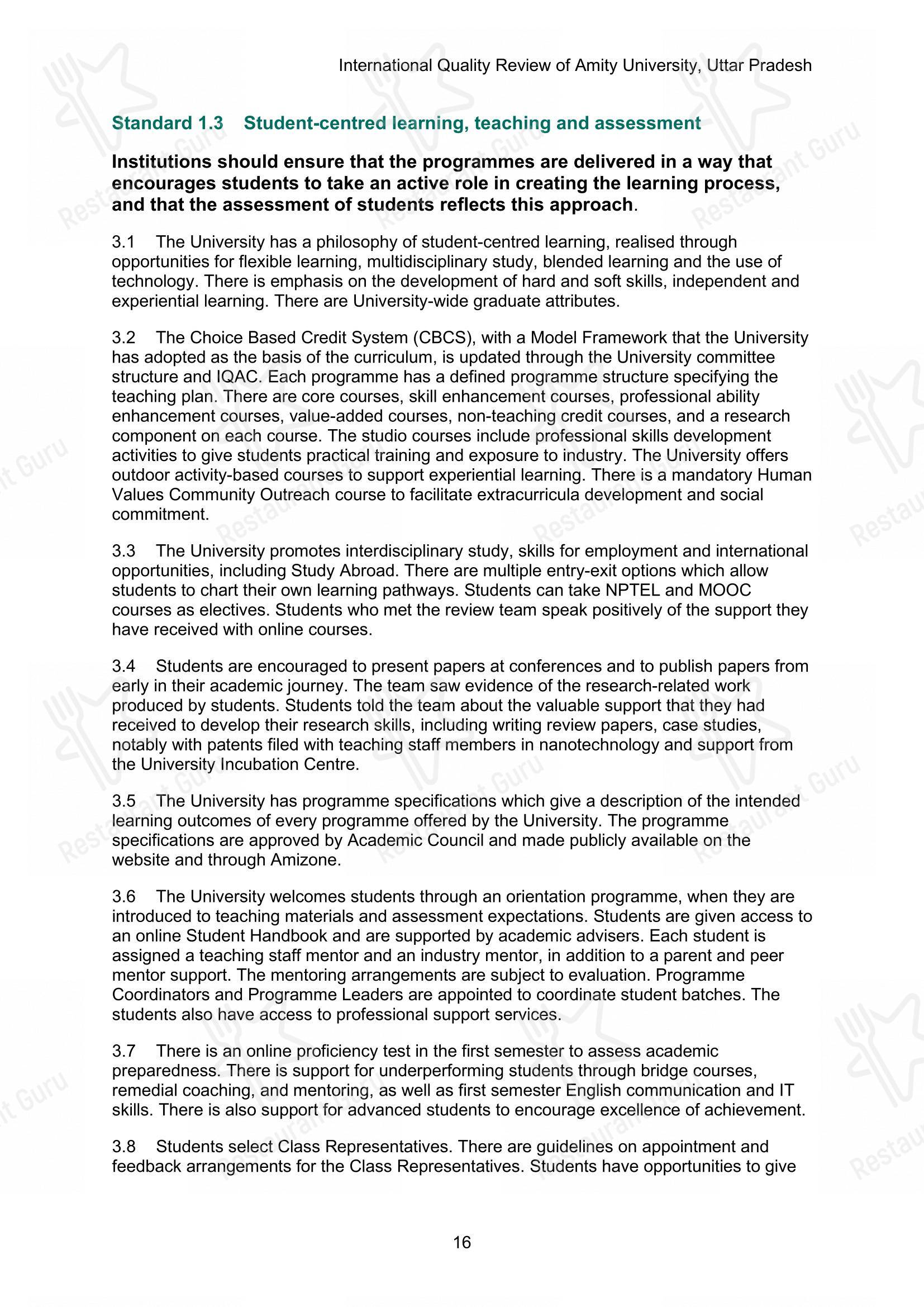 菜单 for the Amity University Canteen cafeteria