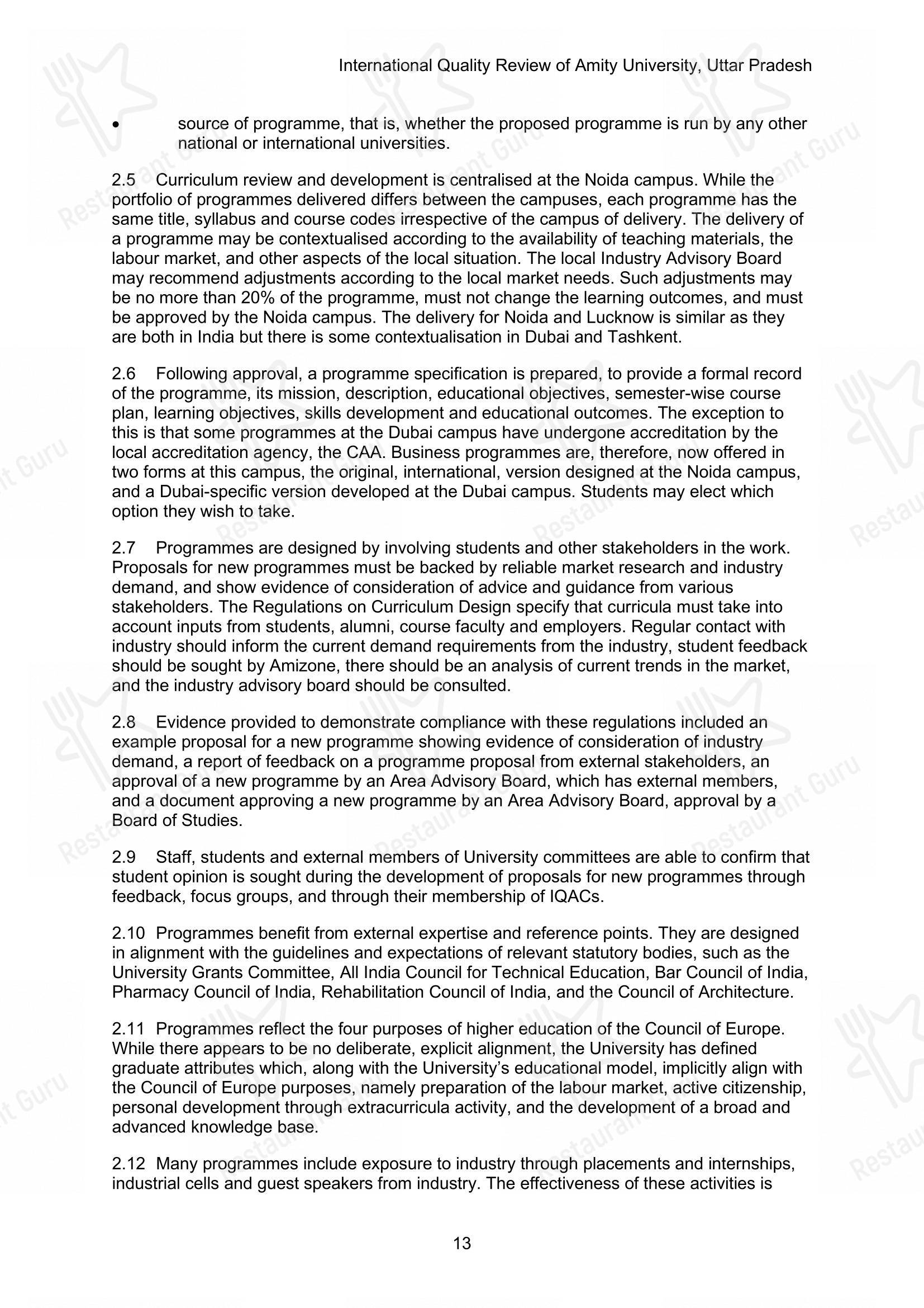 Amity University Canteen menu - 菜单