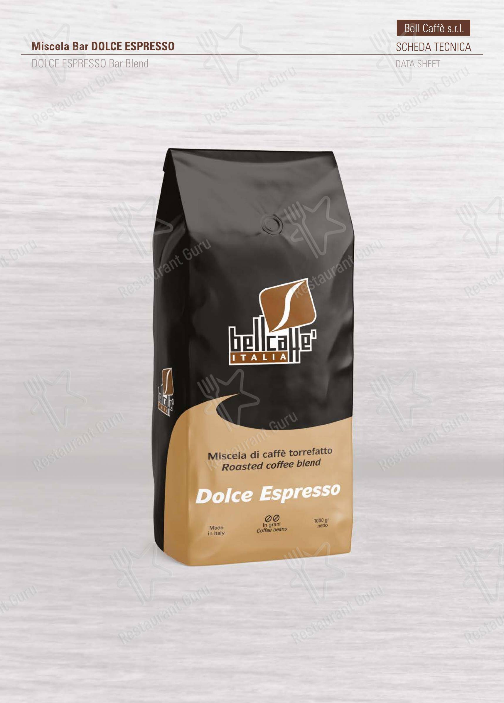 Menu di Bell Caffè Italia - piatti e bevande