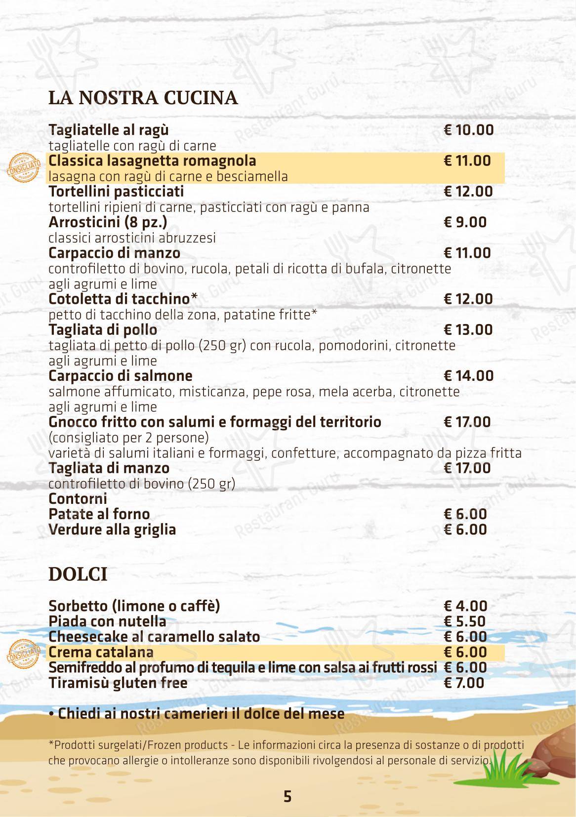 Boomerang Rimini in Rimini - Menu