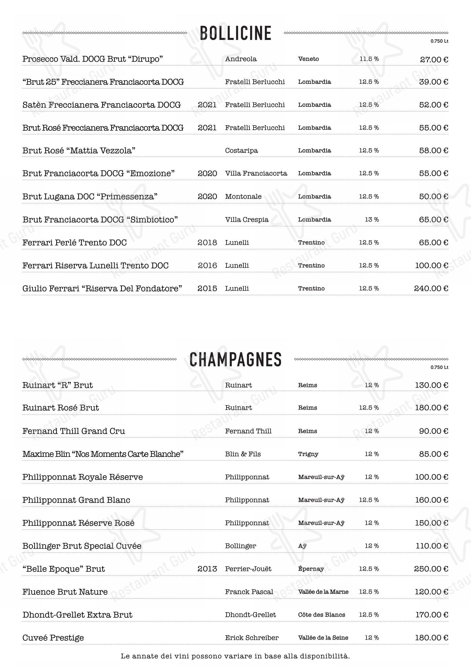 Основное меню per Bottega Lucia ristorante