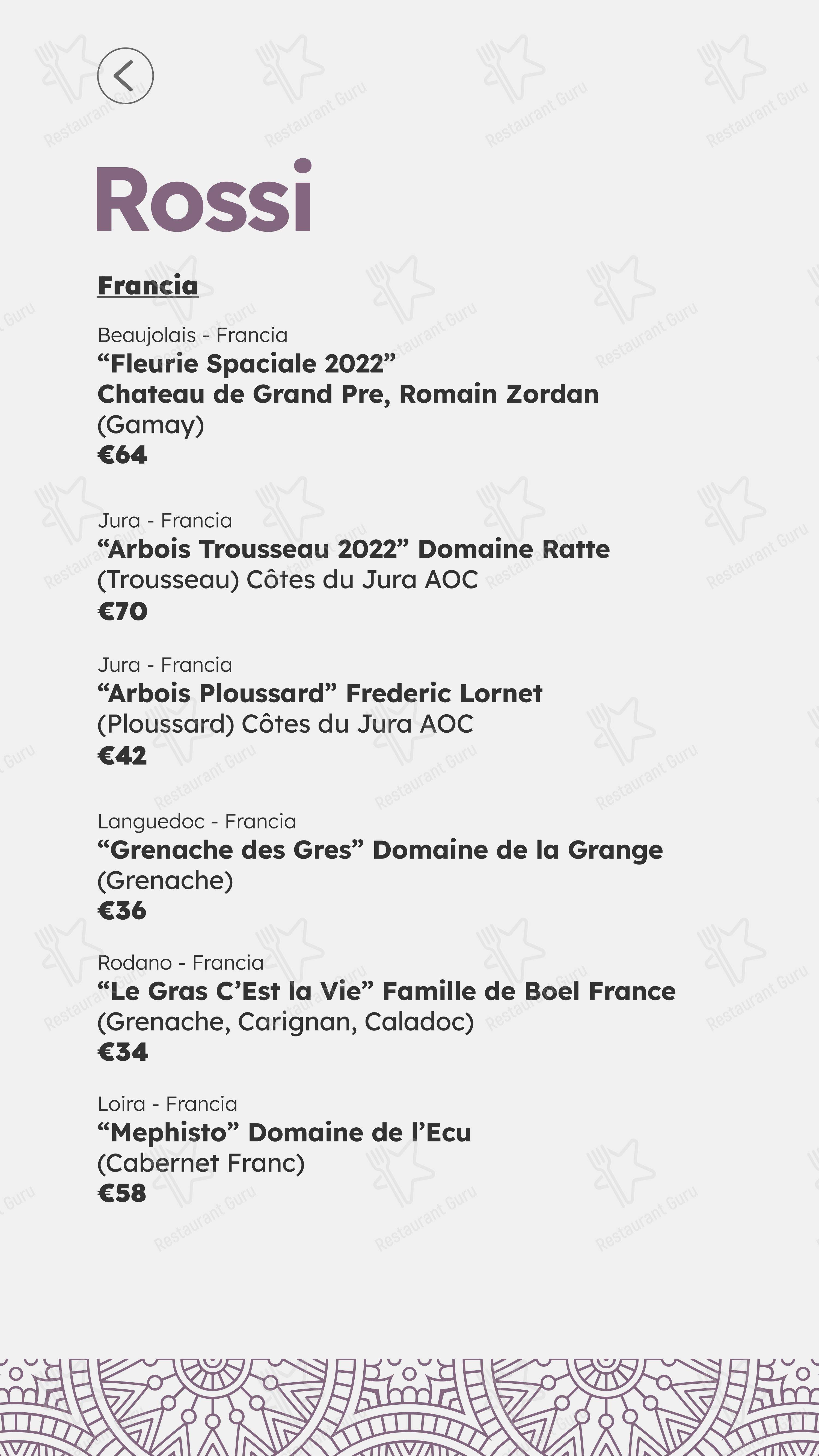 Menu pour Castelli in Aria dans Castelfranco Veneto