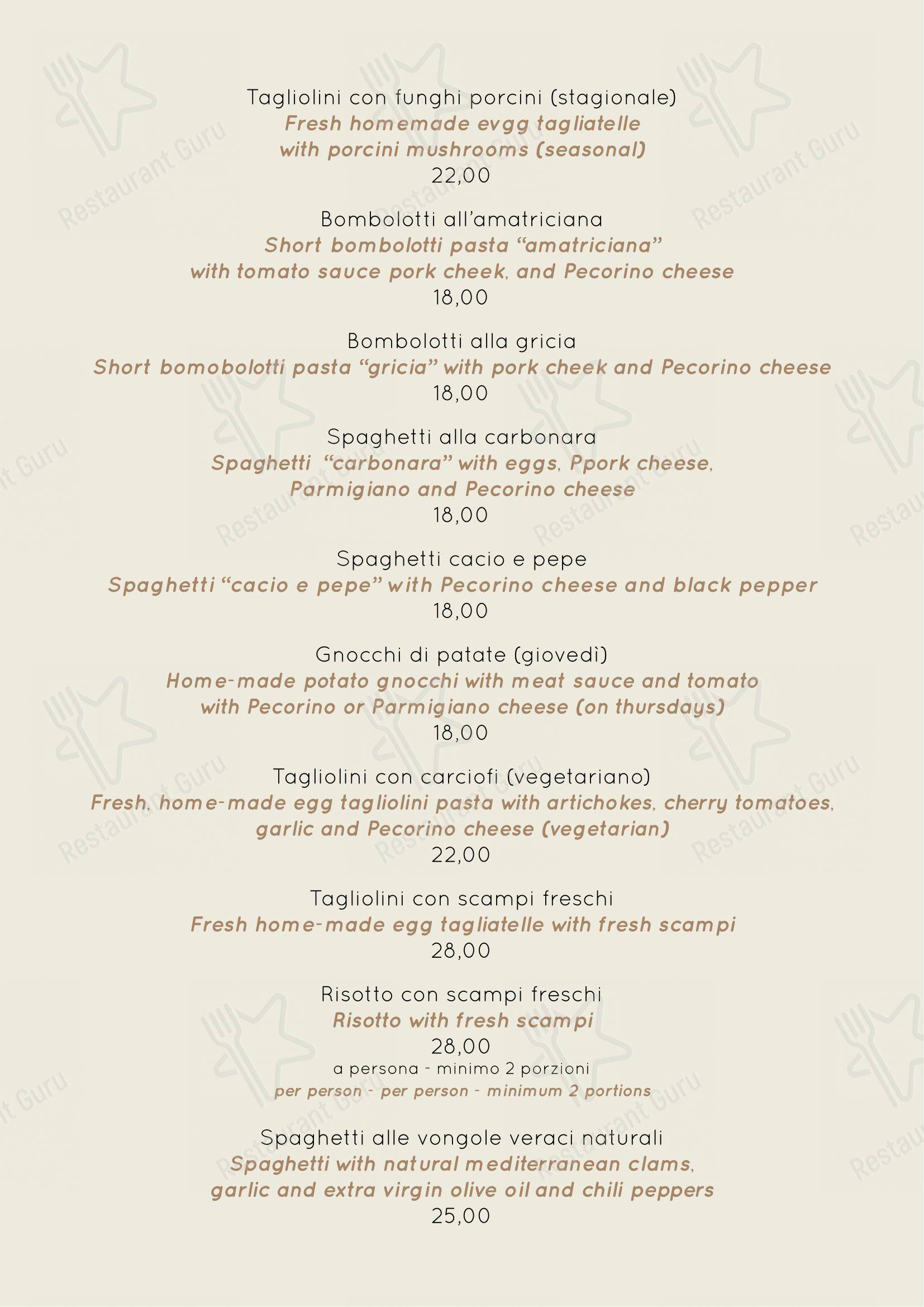Checco Er Carettiere in Roma - Menu