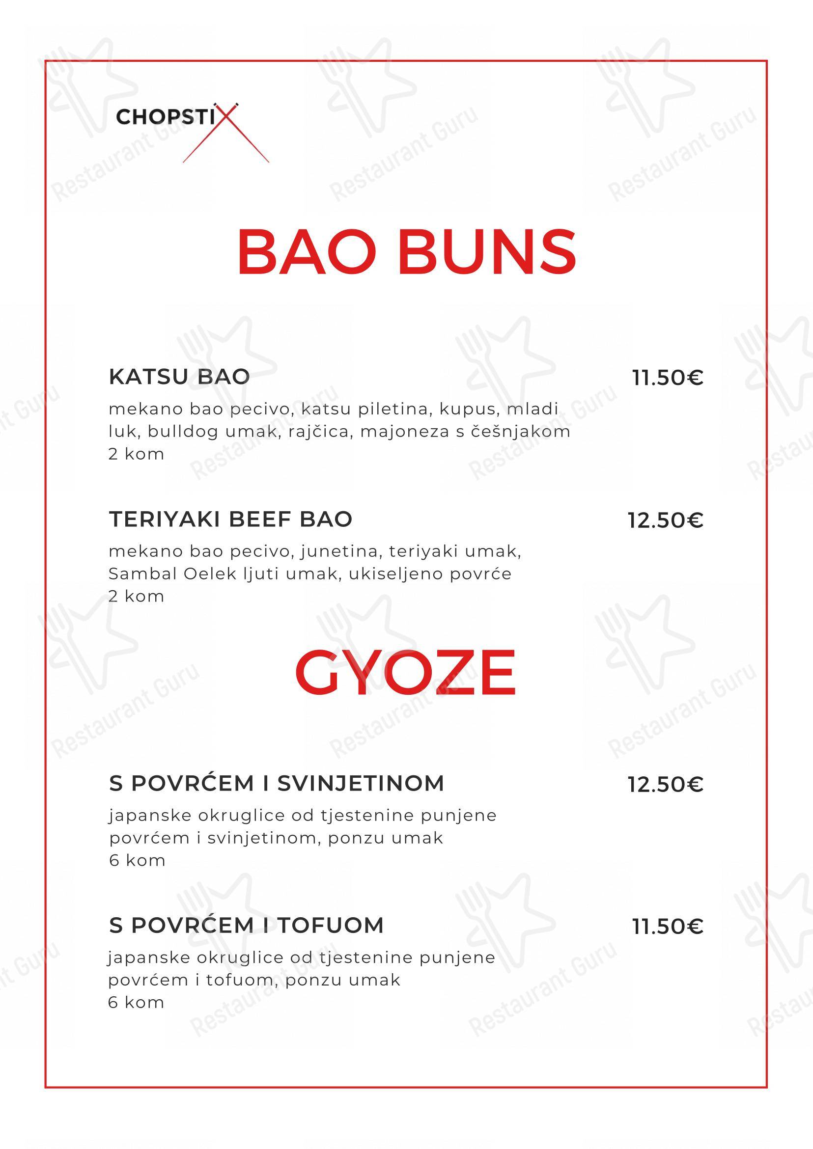 Menu per Chopstix Pan Asian Cuisine & Sushi bar ristorante