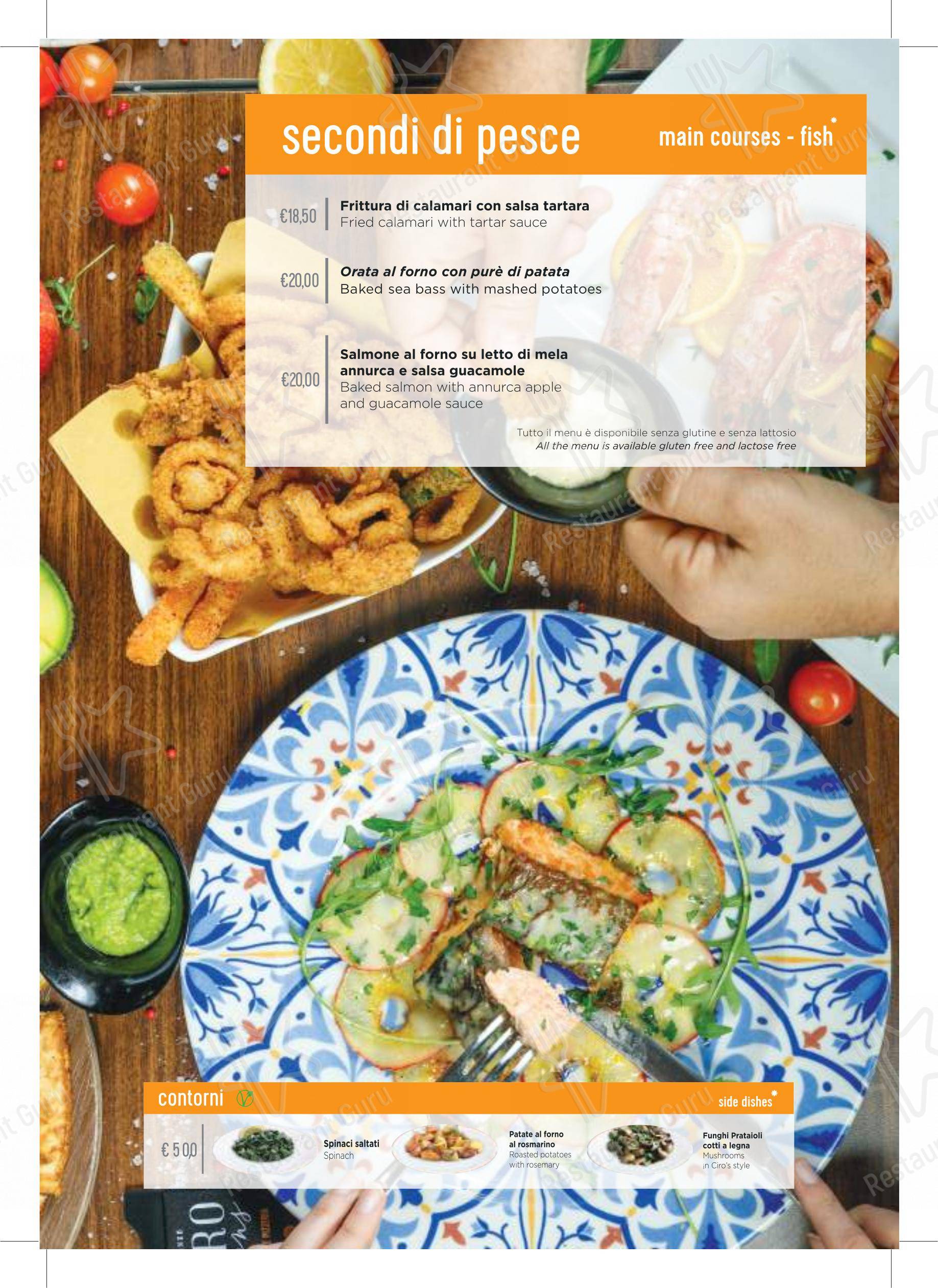 Menu pour Ciro and Sons - Restaurant Pizzeria Firenze dans Florence