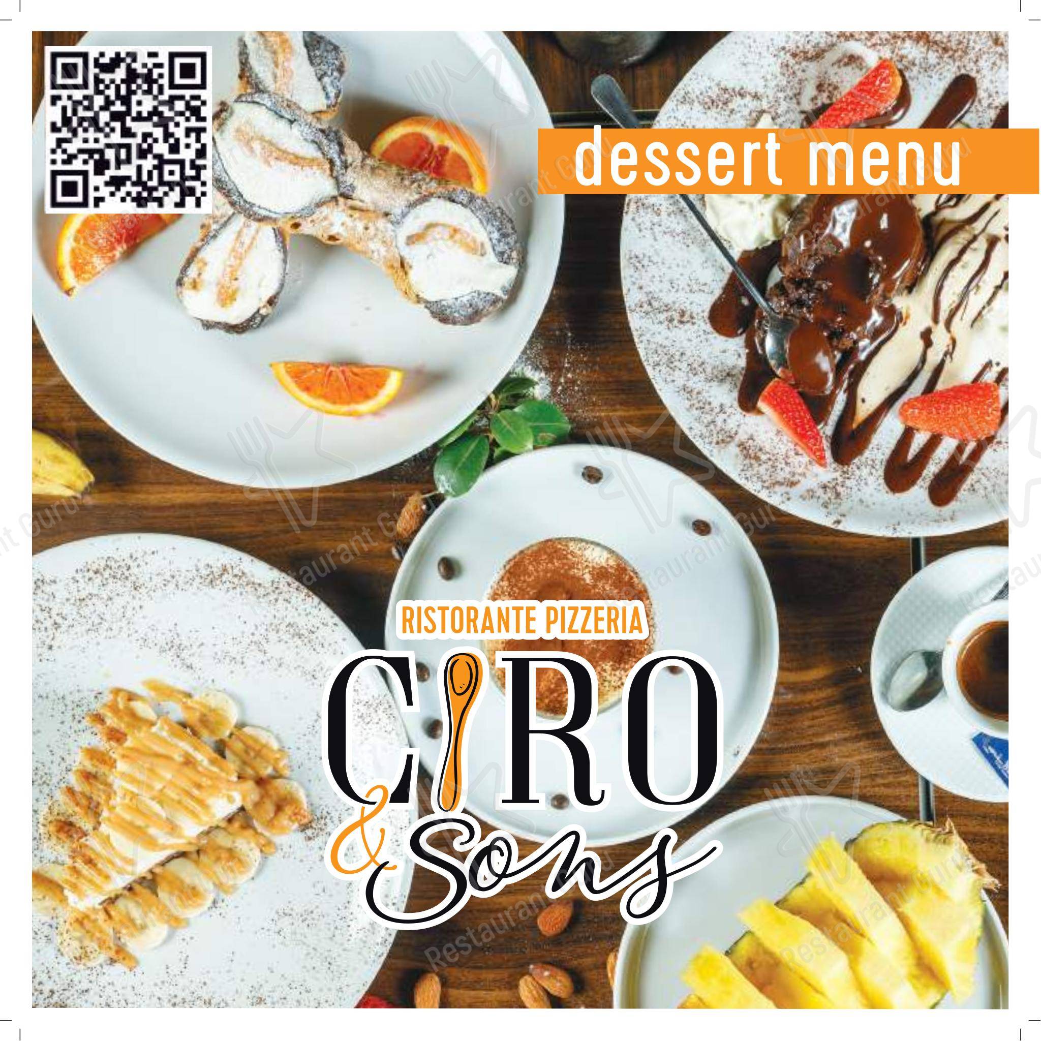 Menu pour Ciro and Sons - Restaurant Pizzeria Firenze - 菜单
